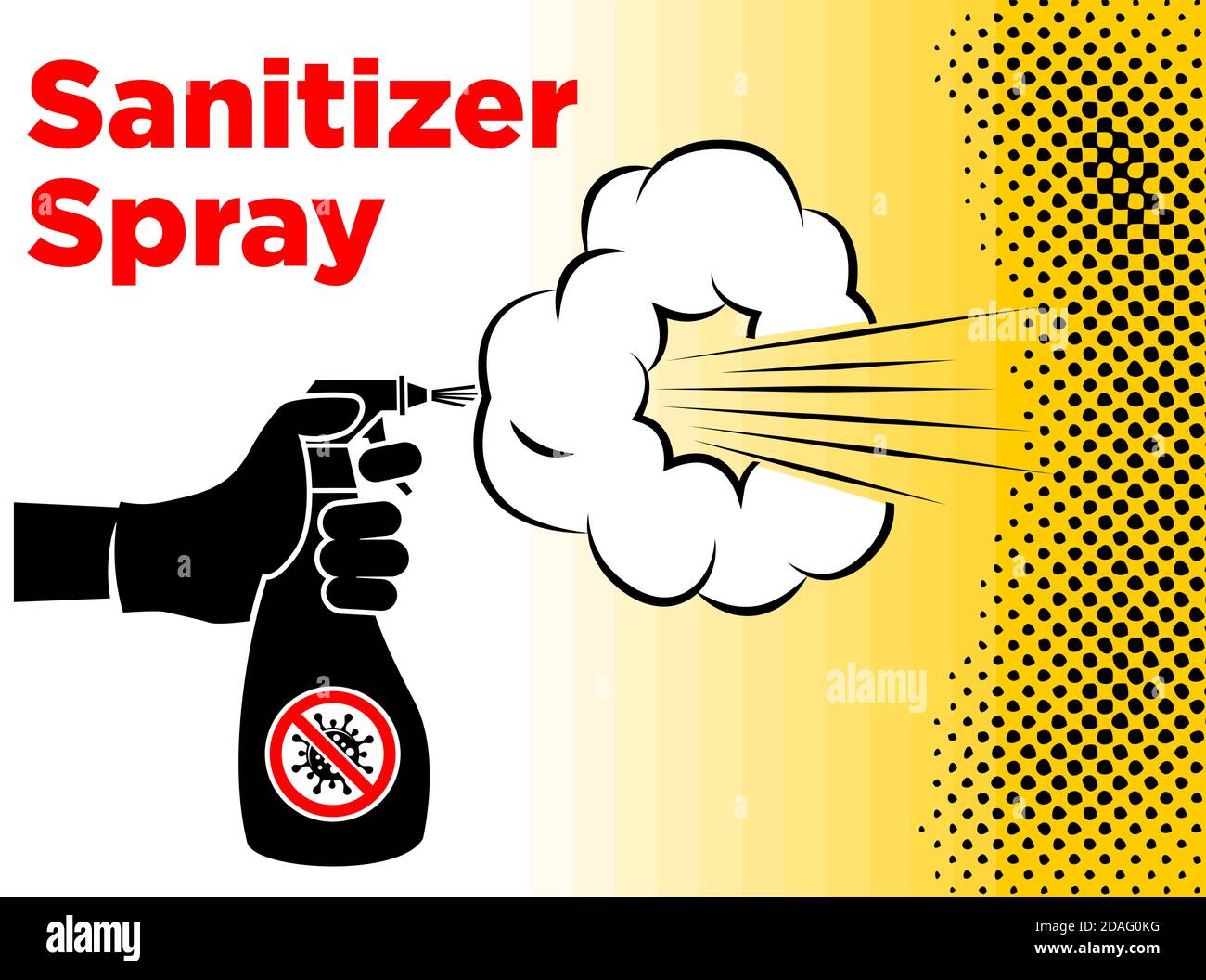 Sprühen antibakterielles Desinfektionsmittel-Spray, Handdesinfektionsmittel-Spender, Infektionskontrollkonzept. Desinfektionsmittel zur Vorbeugung von Erkältungen, Viren, Coronaviren und Grippe. Vec Stock Vektor