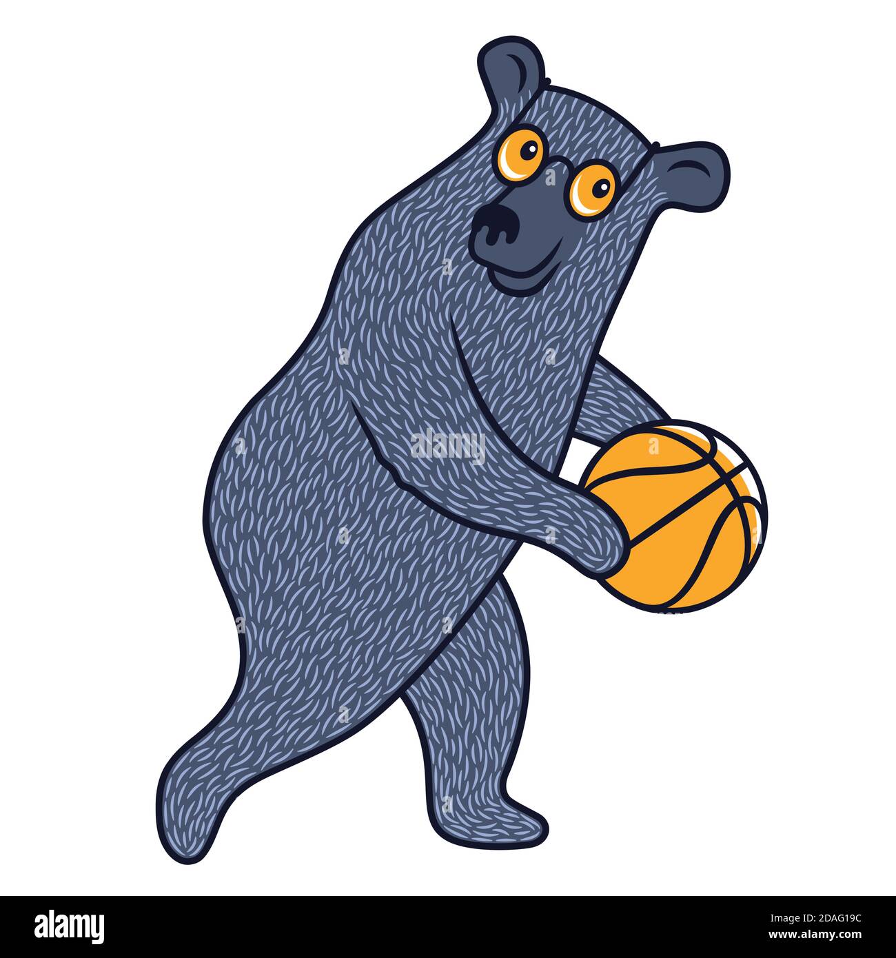 Tragen Sie in Sonnenbrille mit Basketball Ball für Kinder T-Shirt-Design. Lustige Illustration zum Thema Sport Stock Vektor