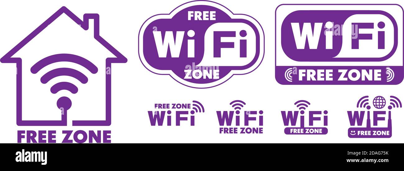 Wi-Fi Free Zone Vektorsymbole eingestellt Stock Vektor