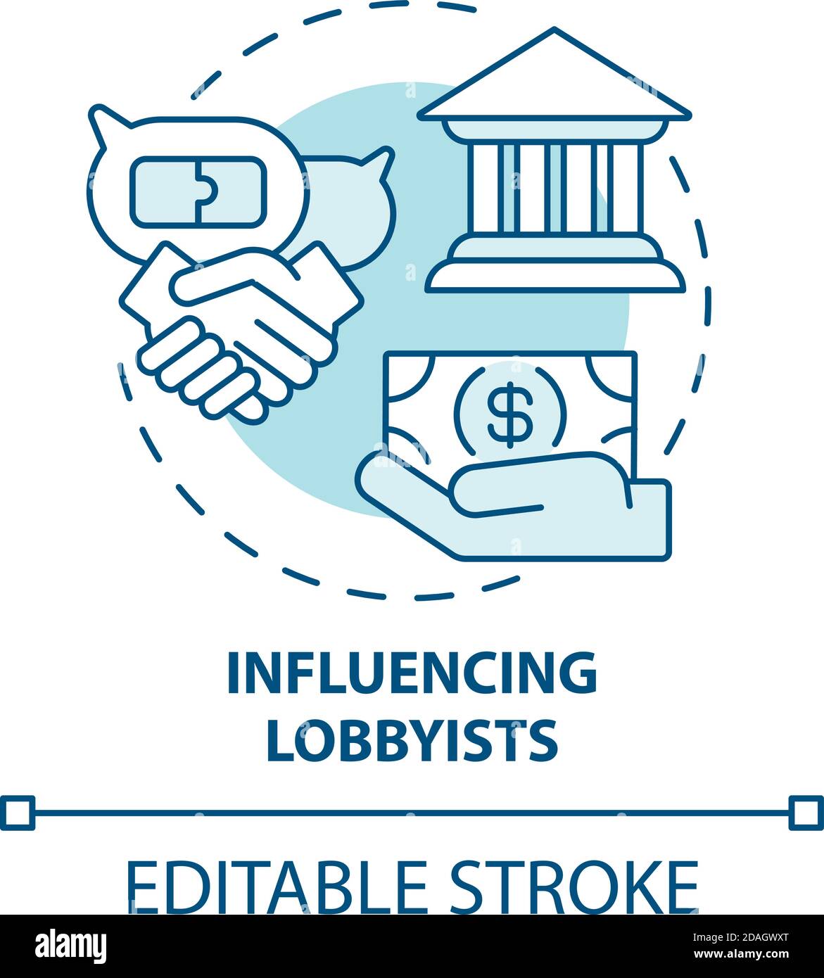 Symbol für das Konzept „Einflussnahme auf Lobbyisten“ Stock Vektor