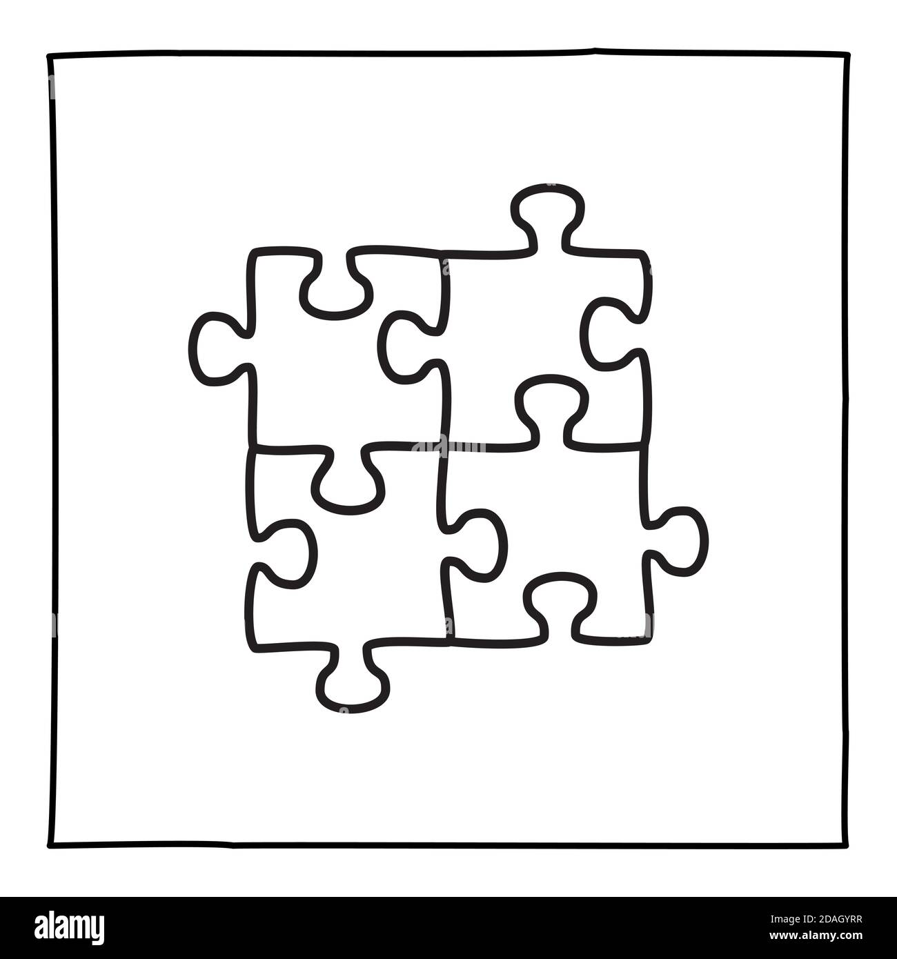 Doodle Puzzle-Symbol oder Logo, von Hand mit dünnen schwarzen Linie gezeichnet. Stock Vektor