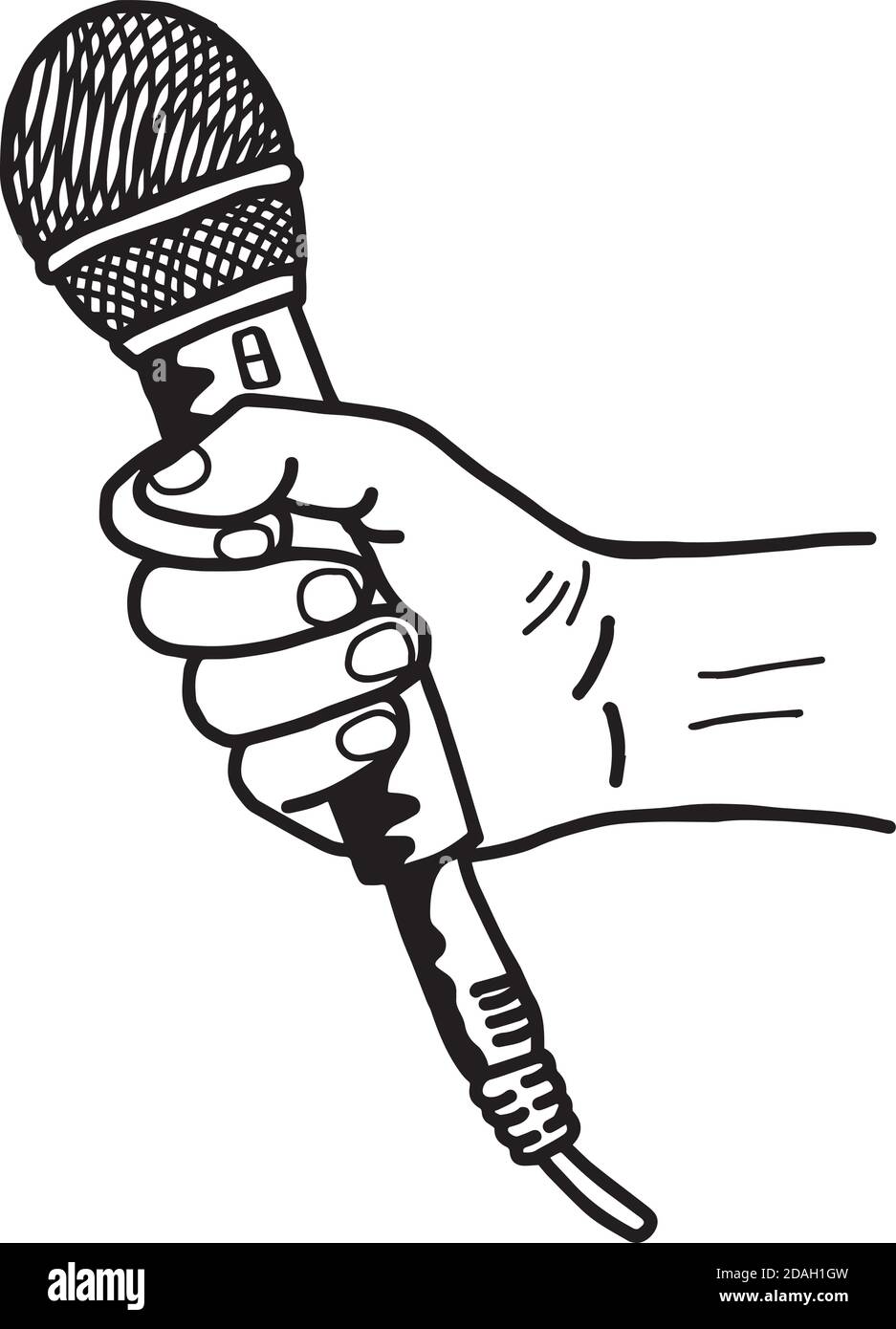 Illustration Vektor Doodle Hand gezeichnet von groben Skizze Hand hält  Mikrofon Stock-Vektorgrafik - Alamy