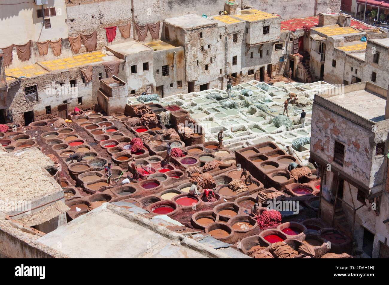 Chouara Tannery, eine der ältesten Gerbereien der Welt, Fes, Marokko Stockfoto