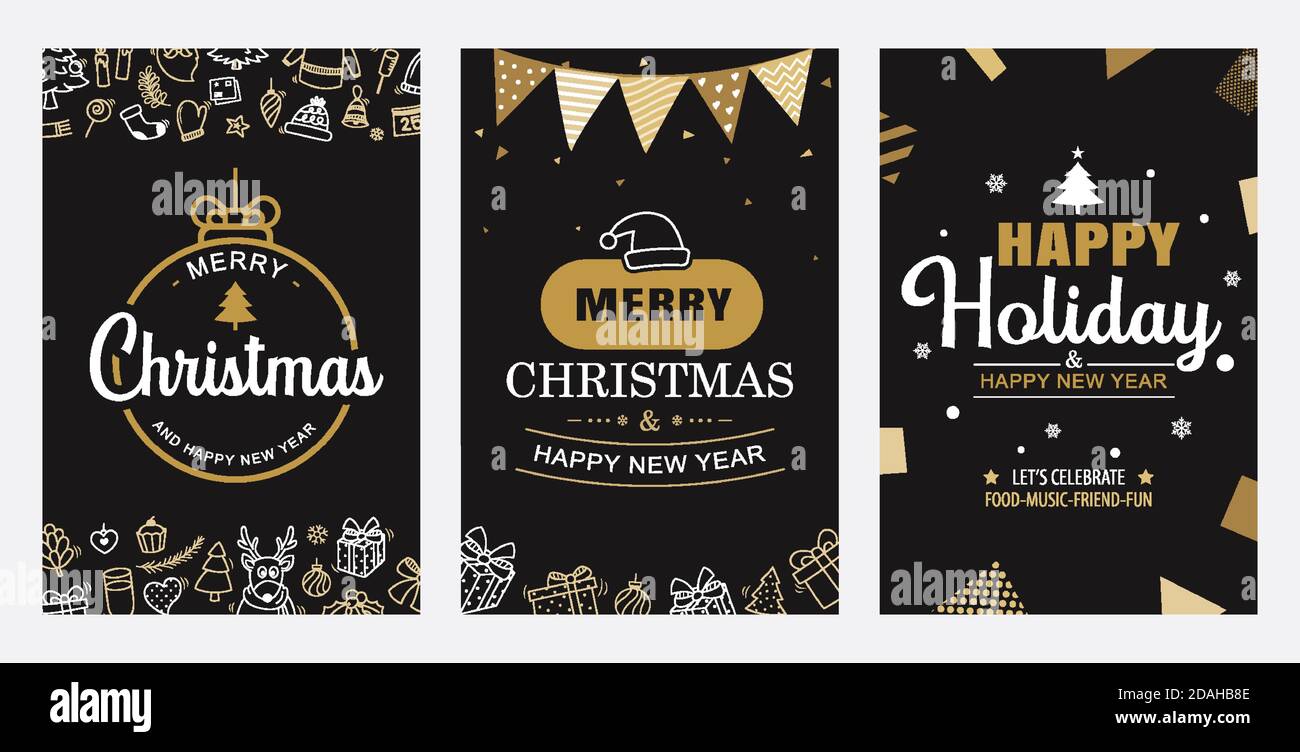 Frohe weihnachten und glückliches neues Jahr Grußkarte mit vintage goldene Vorlage Hintergrund. Für Banner, Poster, Cover und alle Medien. Stock Vektor