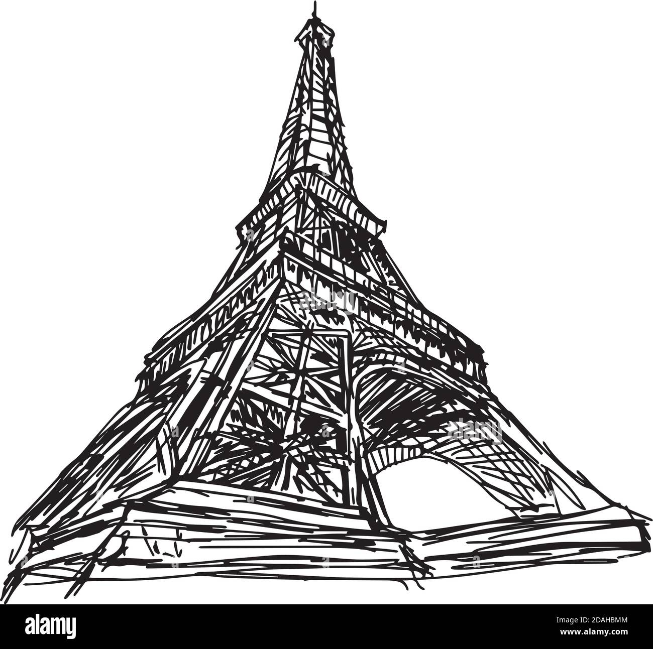 Illustration Vektor Doodle Hand gezeichnet von Skizze Paris eiffelturm, Frankreich, isoliert auf weiß Stock Vektor
