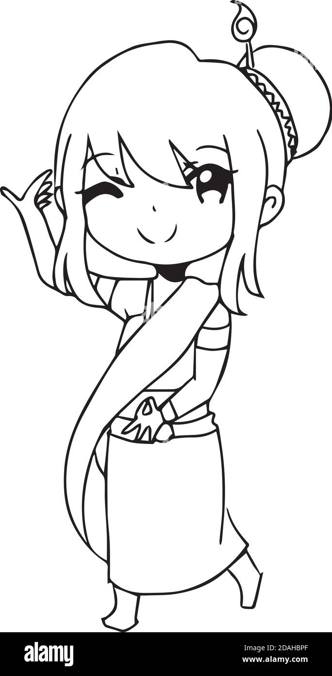 Illustration Vektor Hand gezeichnete Doodle von Thai traditionellen Tanz Schauspielerin Stock Vektor