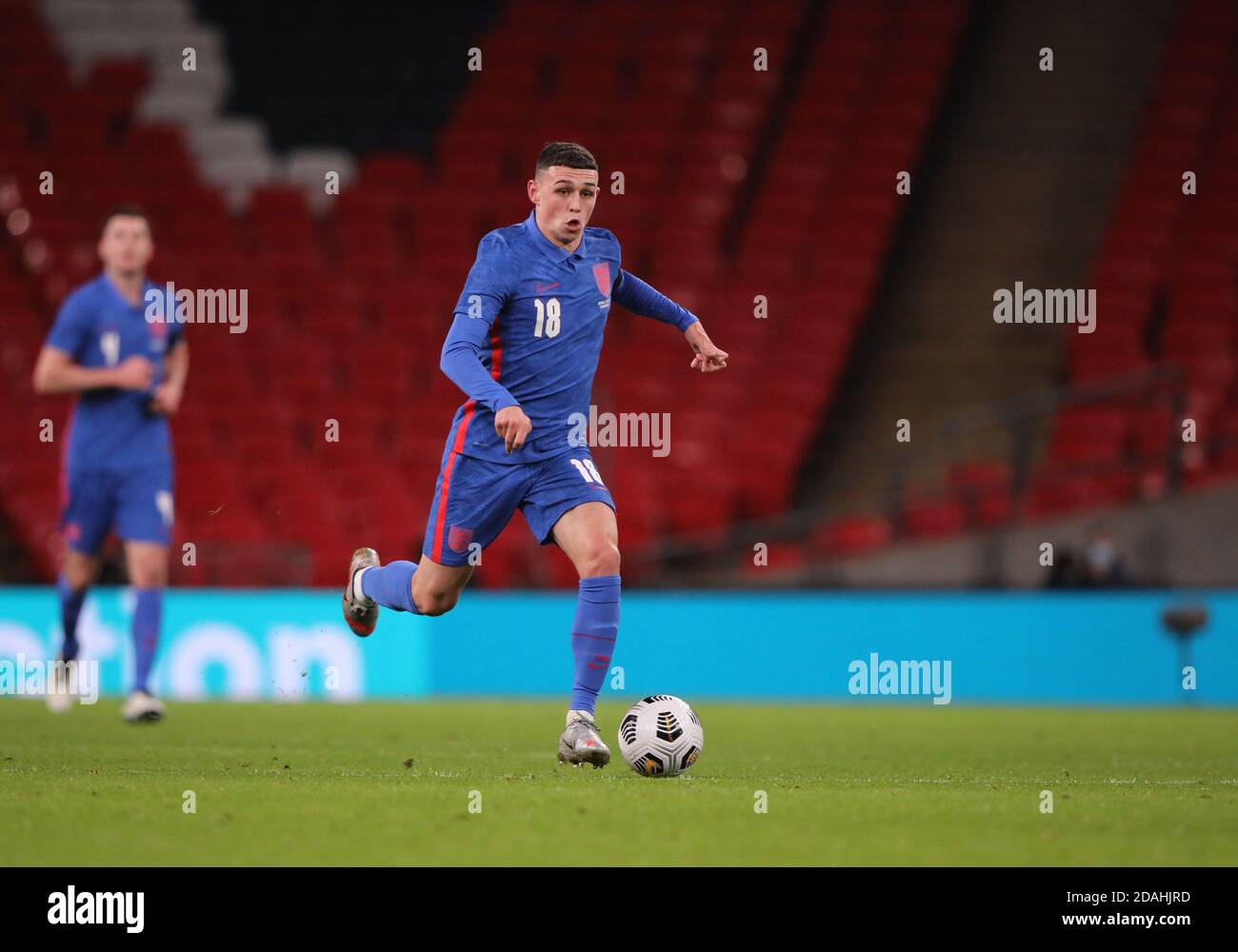 London, Großbritannien. November 2020. Phil Foden (England), beim Freundschaftsspiel England gegen Republik Irland im Wembley Stadium, London, UK am 12. November 2020. Kredit: Paul Marriott/Alamy Live Nachrichten Stockfoto