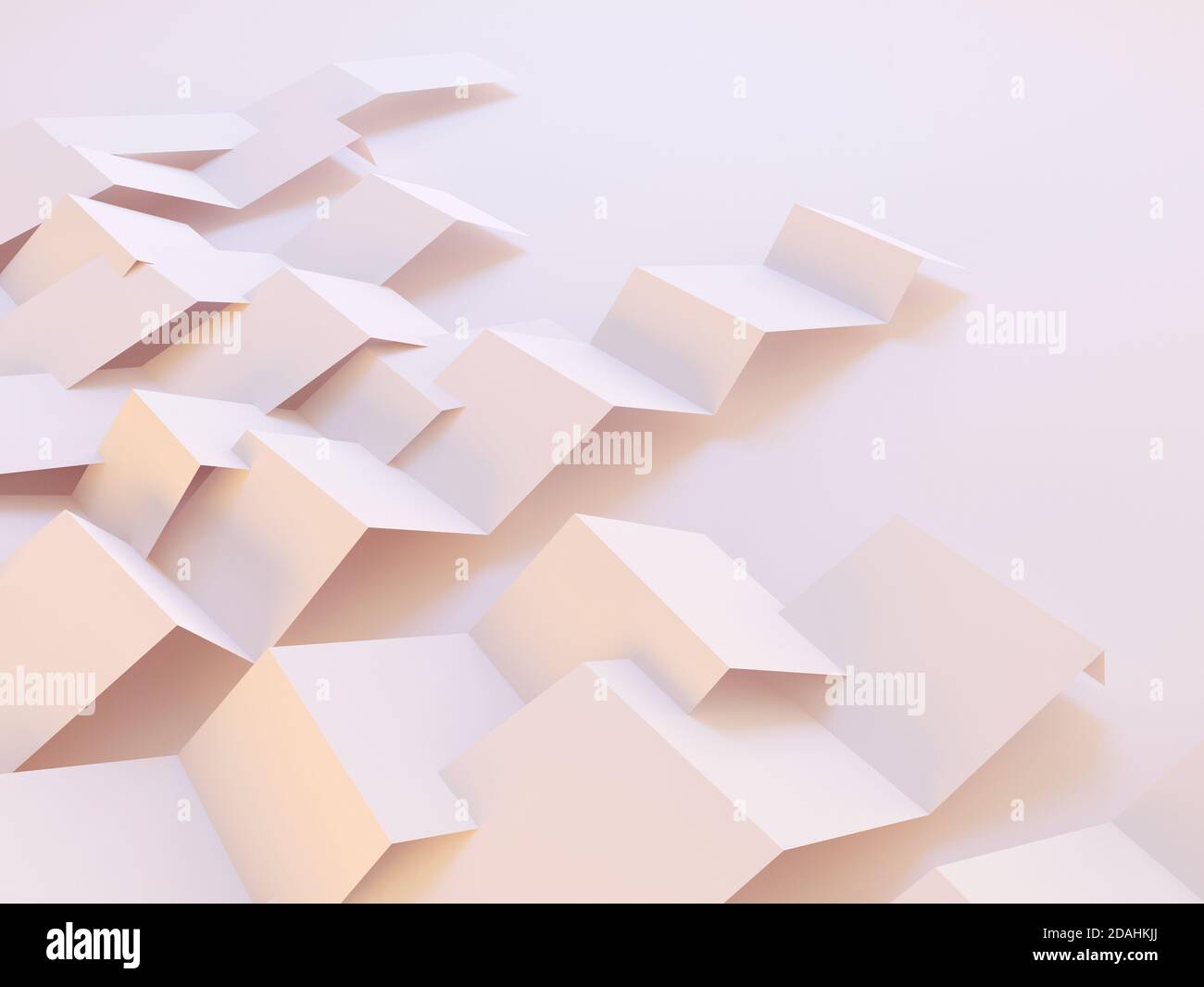 3d abstrakte geometrische Formen von Zickzack-Papierblättern. Moderner Hintergrund, Rendering Stockfoto