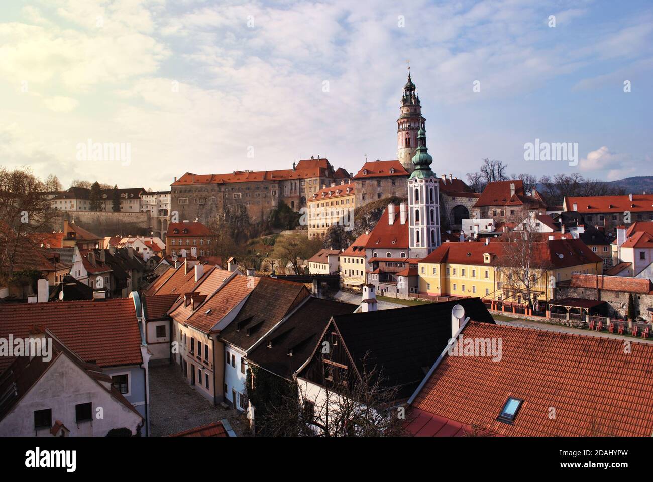 Cesky Krumlov, Tschechische Republik - Mai 2014. Mittelalterliche Burg in Cesky Krumlov in der Tschechischen Republik 26. Mai 2014. Stockfoto