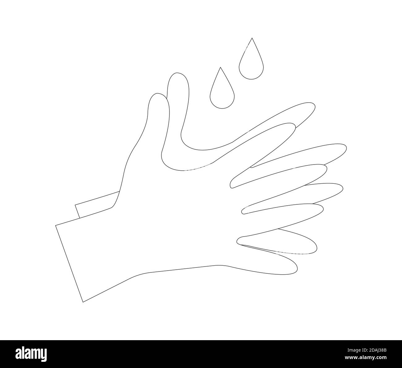 Vektorsymbol für Handwäsche in flacher Umrandung isoliert. Symbol für Händedesinfektion Stock Vektor