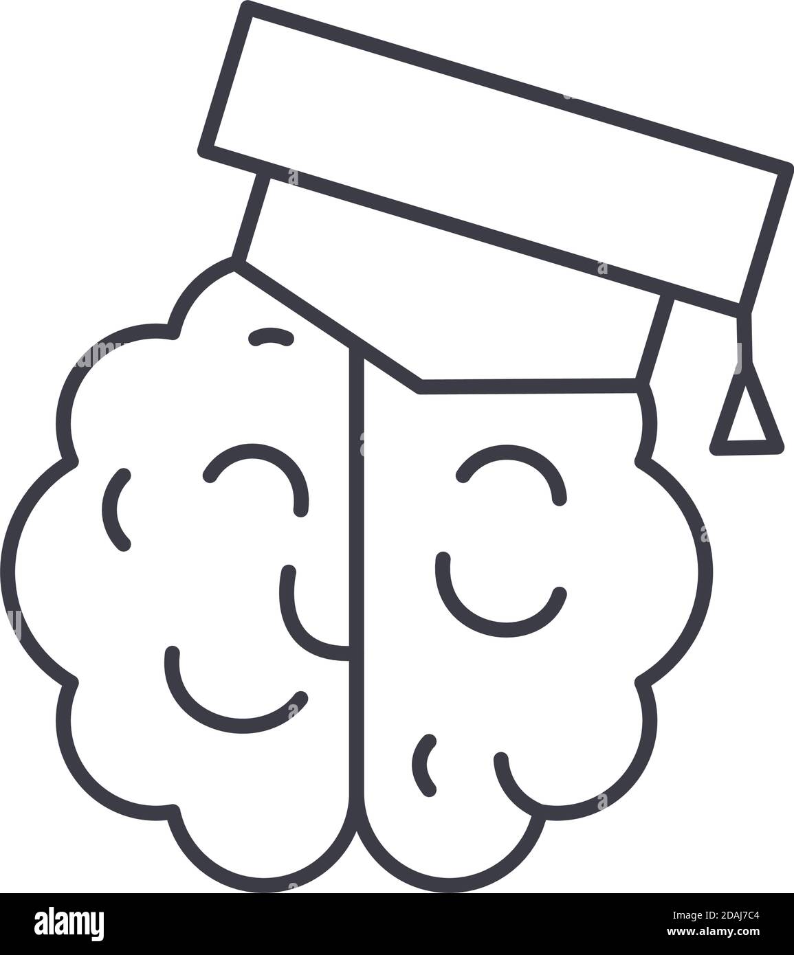 Brain Learning Symbol, lineare isolierte Illustration, dünne Linie Vektor, Web-Design-Zeichen, Kontur Konzept Symbol mit editierbaren Strich auf weißem Hintergrund. Stock Vektor
