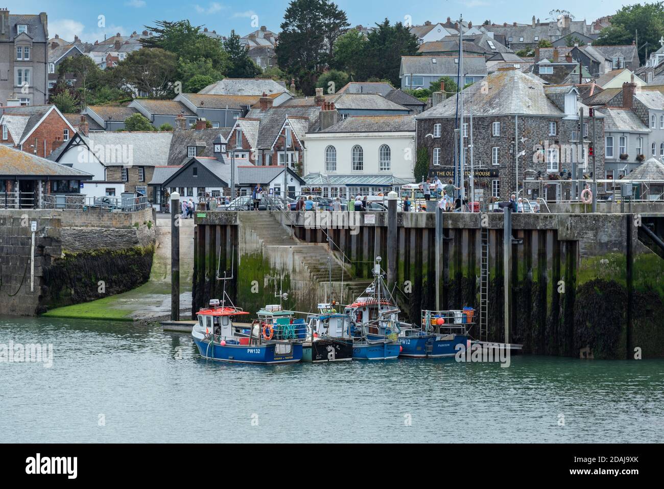 Boote in Padstow Harbour, Padstow, Cornwall, UK Stockfoto