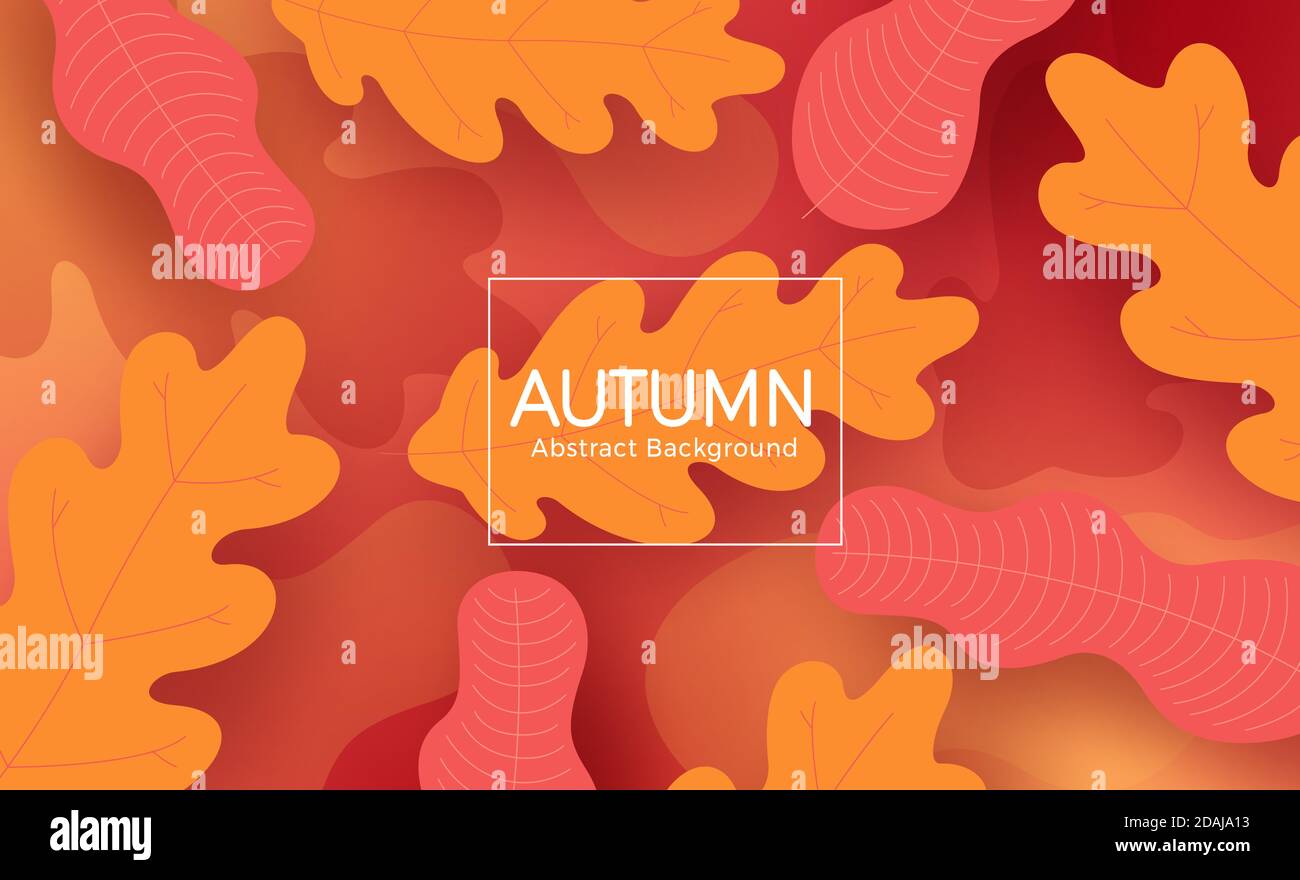 Herbst Vektor abstrakte Vorlage Design. Herbst abstrakter Hintergrundtext mit orangefarbenen und roten Blättern strukturiertes Formelement für die Herbstsaison Stock Vektor