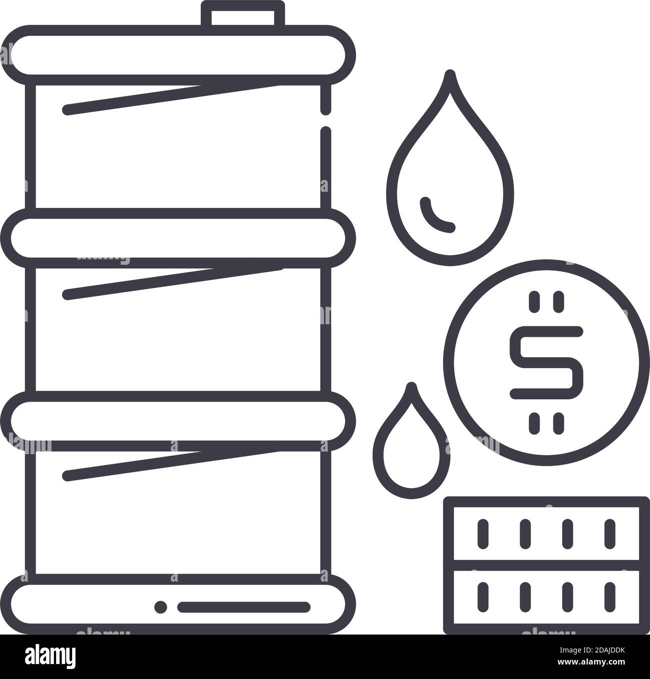 Bunker Fuels Symbol, lineare isolierte Illustration, dünne Linie Vektor, Web-Design-Zeichen, Kontur Konzept Symbol mit editierbaren Strich auf weißem Hintergrund. Stock Vektor