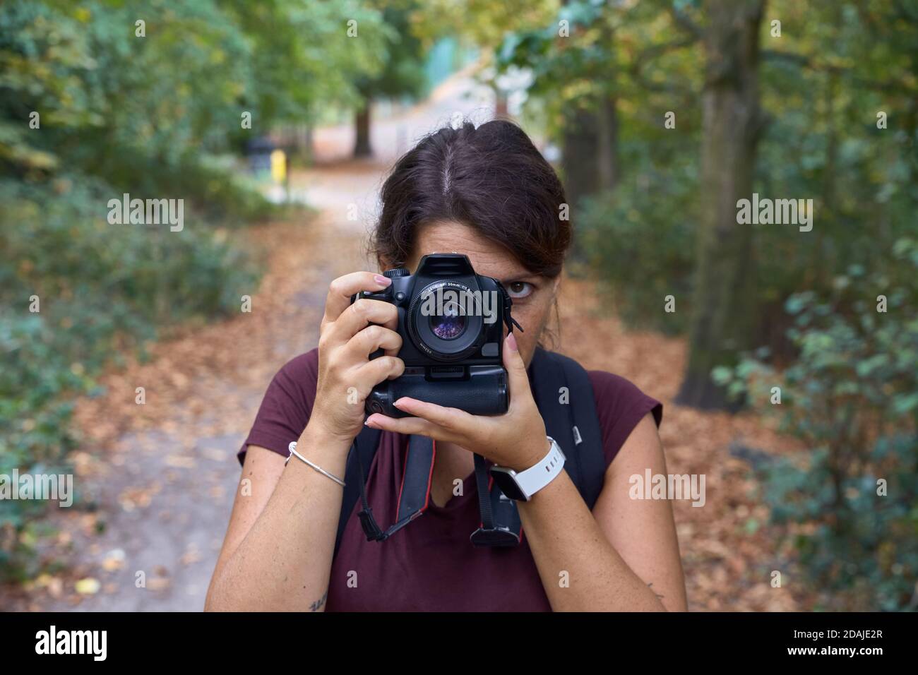 Fotografie Frau Fotografin Stockfoto