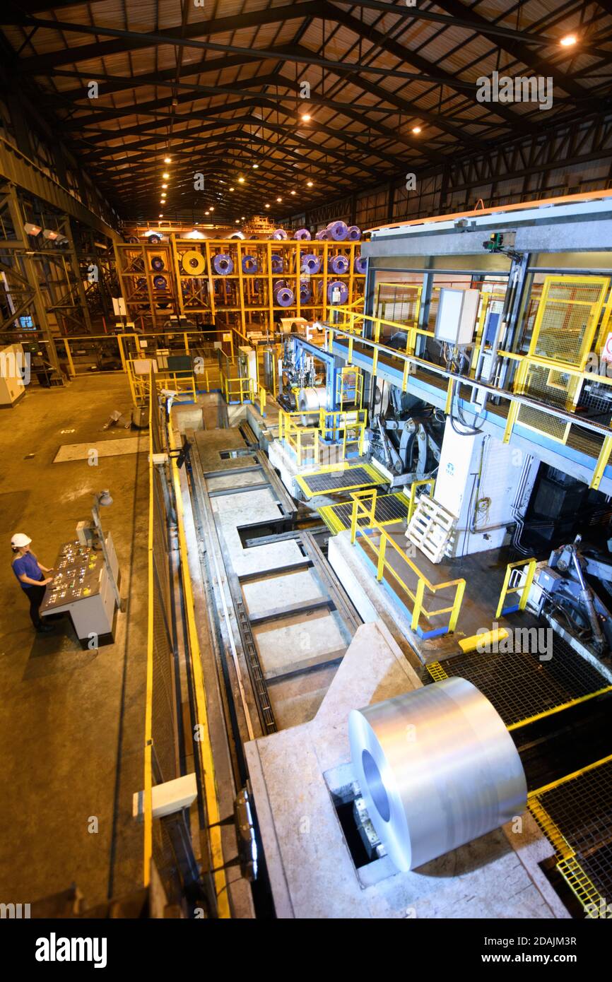Das Tata Stahlwerk in Port Talbot, Südwales - das kaltgewalzte Stahlwerk Stockfoto