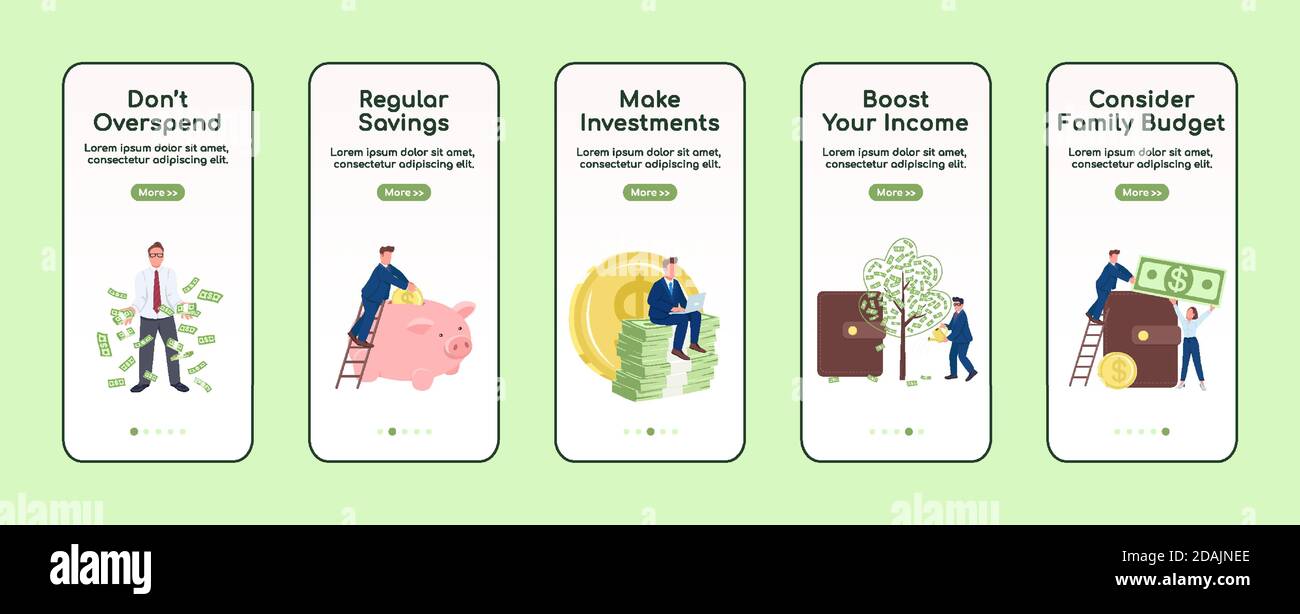 Bildschirm für die mobile Anwendung wird immer reichhaltiger Stock Vektor