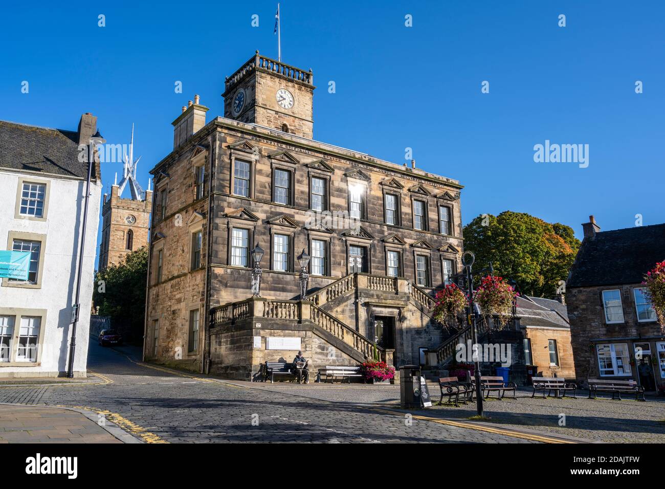 Linlithgow Burgh Halls, The Cross, Linlithgow, West Lothian, Schottland, Großbritannien Stockfoto