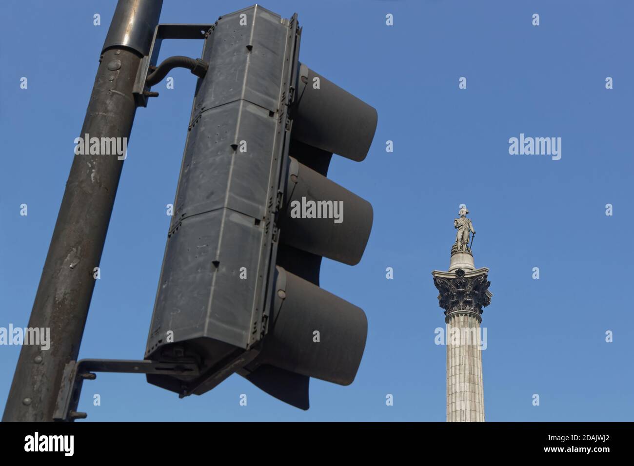 LONDON, GROSSBRITANNIEN, 21. April 2018 : Nelson's Column auf dem Trafalgar Square. Das Denkmal wurde gebaut, um Admiral Horatio Nelson zu gedenken, der bei starb Stockfoto