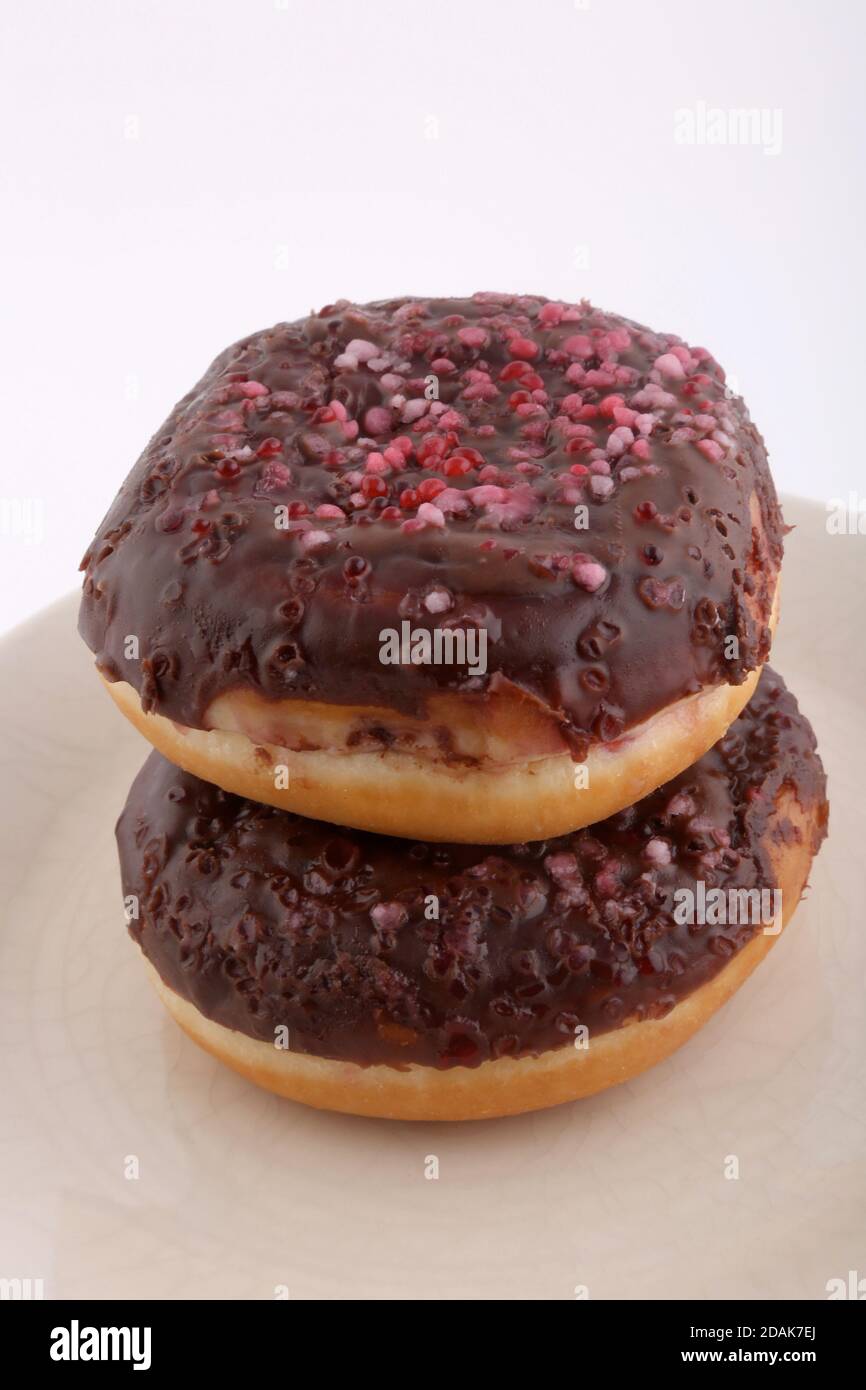 Schokolade süße Bäckerei zum Frühstück als ungesunde Lebensmittel Stockfoto