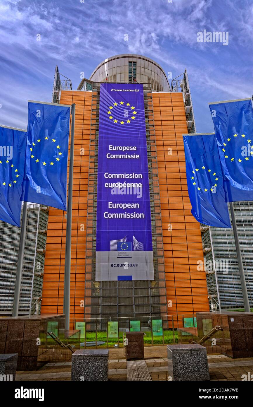Das Berlaymont-Gebäude, dem Sitz der Europäischen Kommission in Brüssel. Belgien. Stockfoto