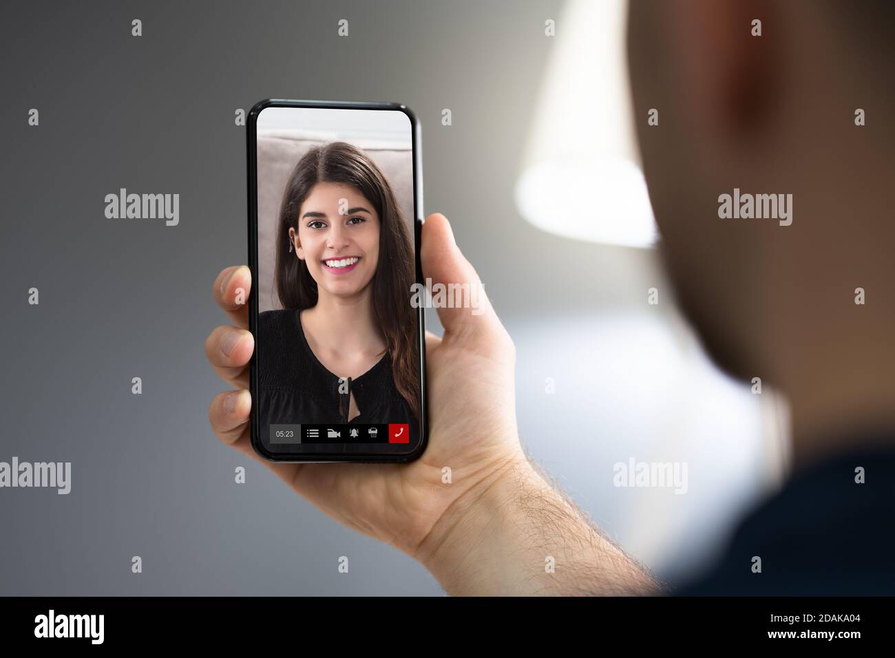 Online Videokonferenz Webcam Live Chat Auf Smartphone Stockfoto