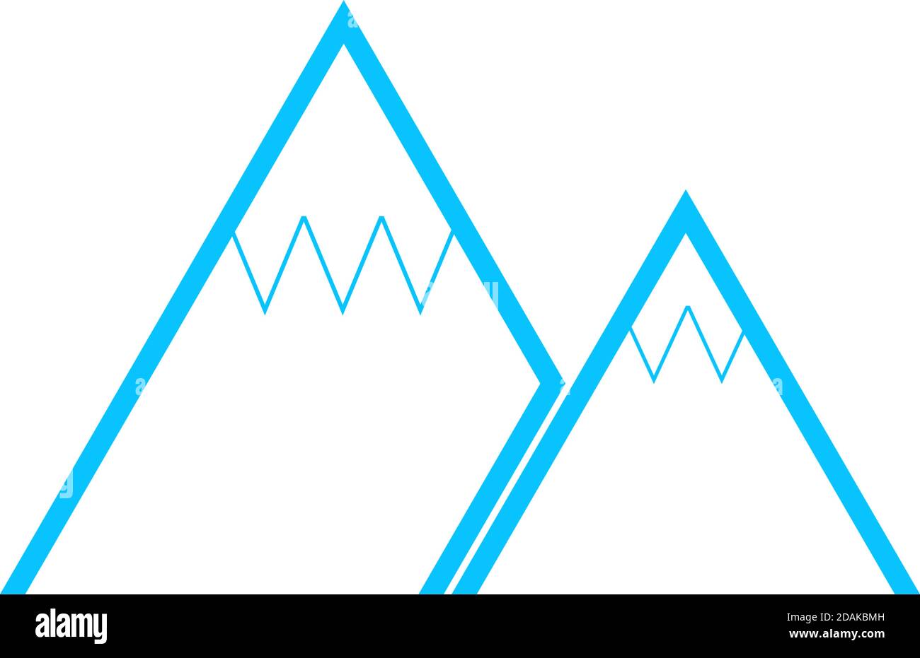 Bergikone flach. Blaues Piktogramm auf weißem Hintergrund. Symbol für Vektorgrafik Stock Vektor