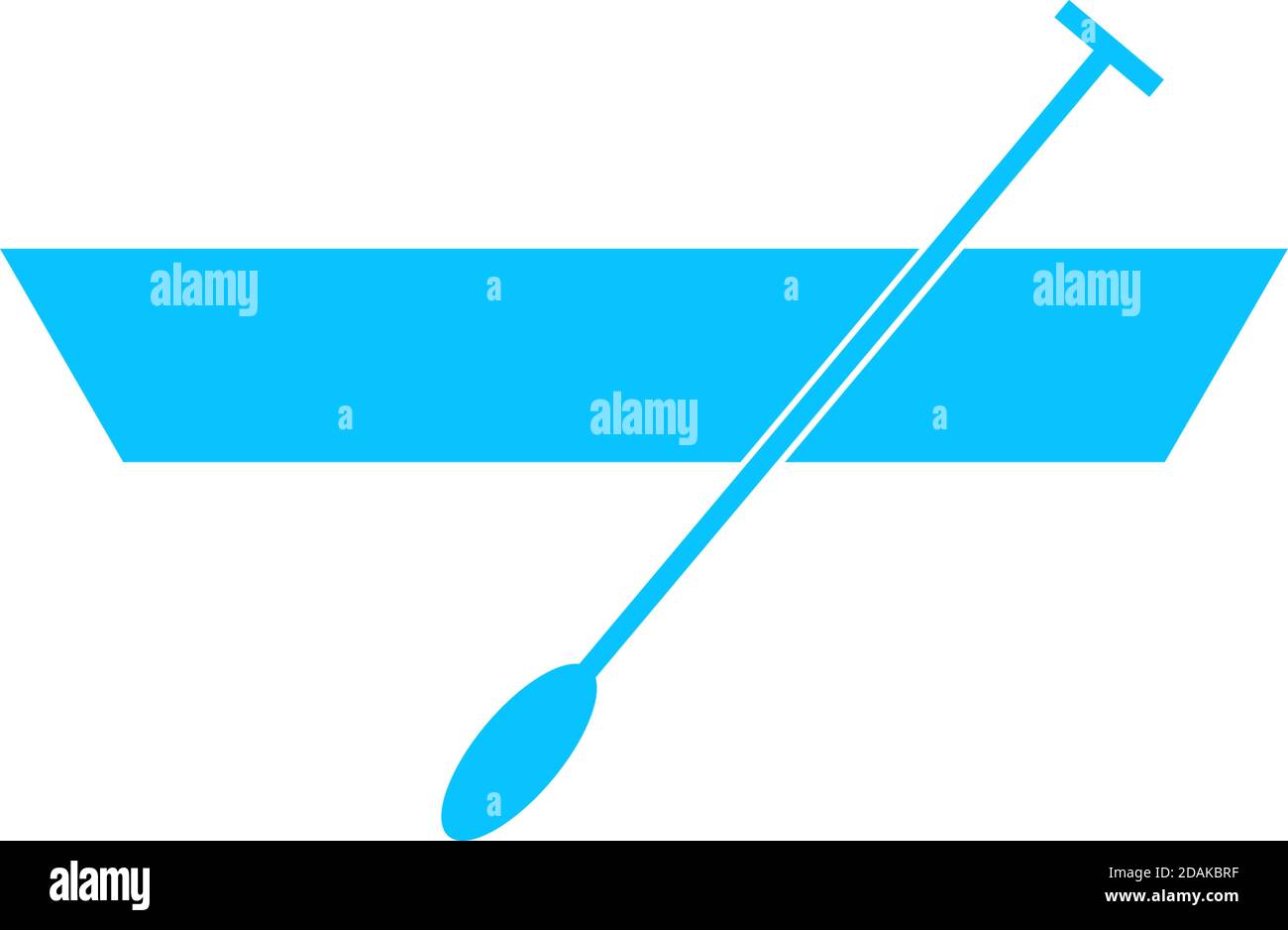 Boot mit Paddel Symbol flach. Blaues Piktogramm auf weißem Hintergrund. Symbol für Vektorgrafik Stock Vektor
