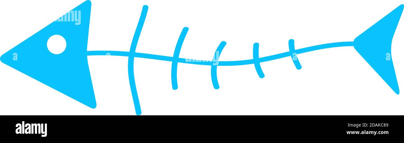 Fisch Skelett Symbol flach. Blaues Piktogramm auf weißem Hintergrund. Symbol für Vektorgrafik Stock Vektor