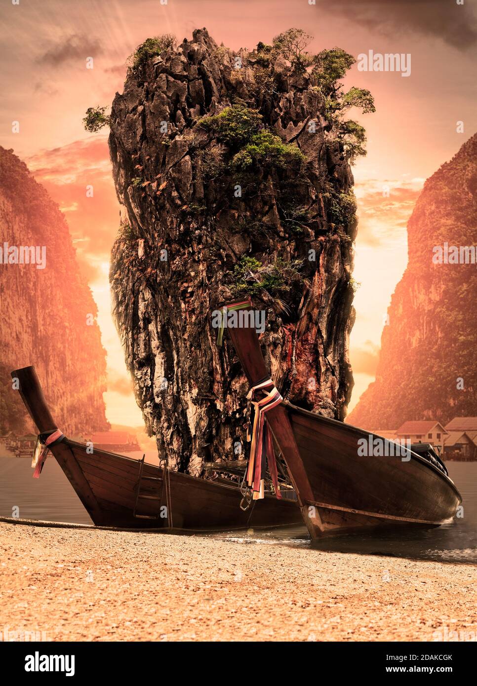 Seascape und paradiesischer idyllischer Strand. Landschaft Thailand Meer und Insel.Abenteuer und exotische Reise-Konzept.Scenic Phuket Landschaft Stockfoto