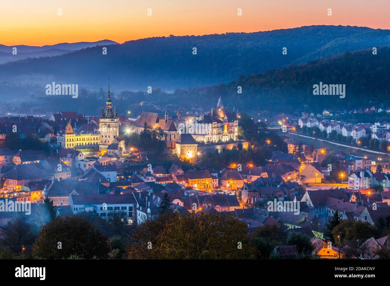 Sighisoara, Rumänien. Sighisoara mit der historischen Stadt Siebenbürgen, Rumänien. Stockfoto