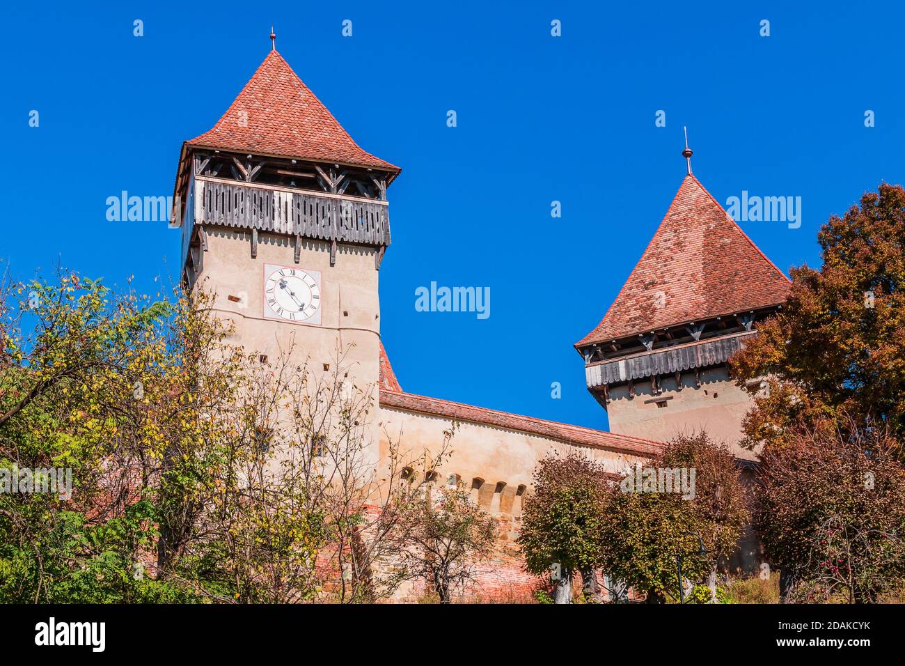 Alma Vii, Sibiu. Sächsische Wehrkirche aus Siebenbürgen, Rumänien. Stockfoto