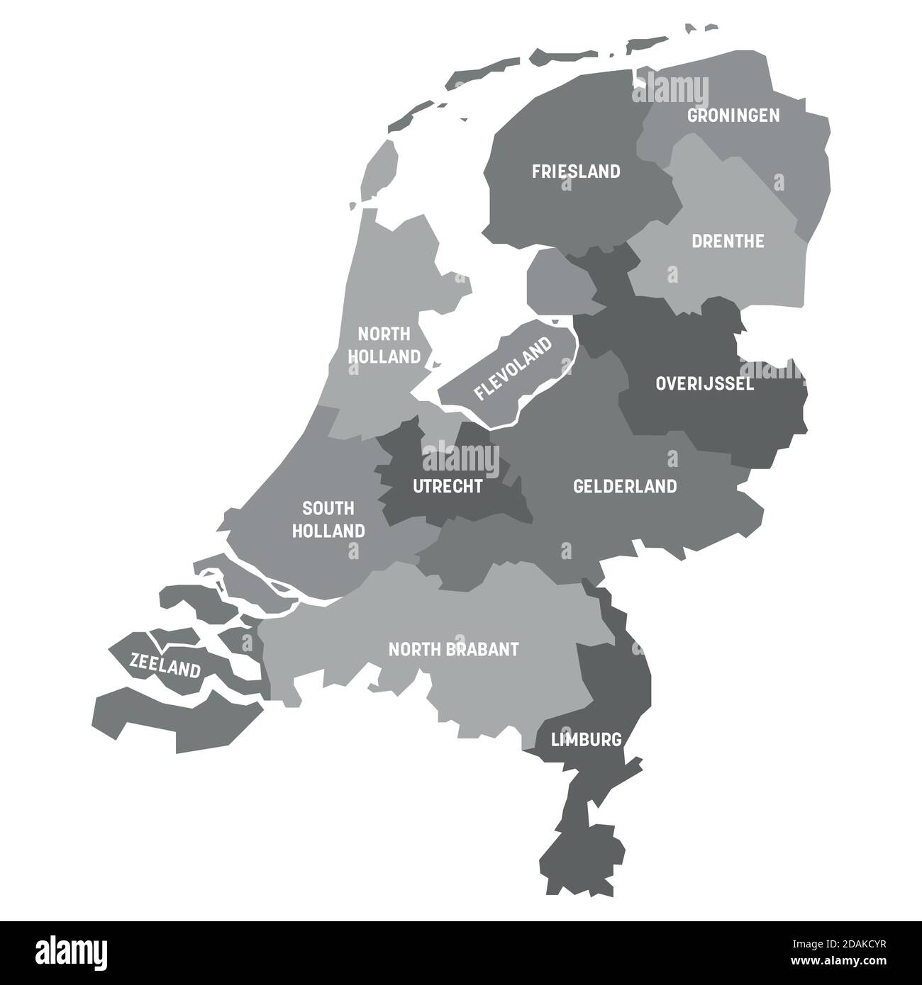 Graue politische Landkarte von Mexiko. Verwaltungsabteilungen - Staaten. Einfache flache Vektorkarte mit Beschriftungen. Stock Vektor