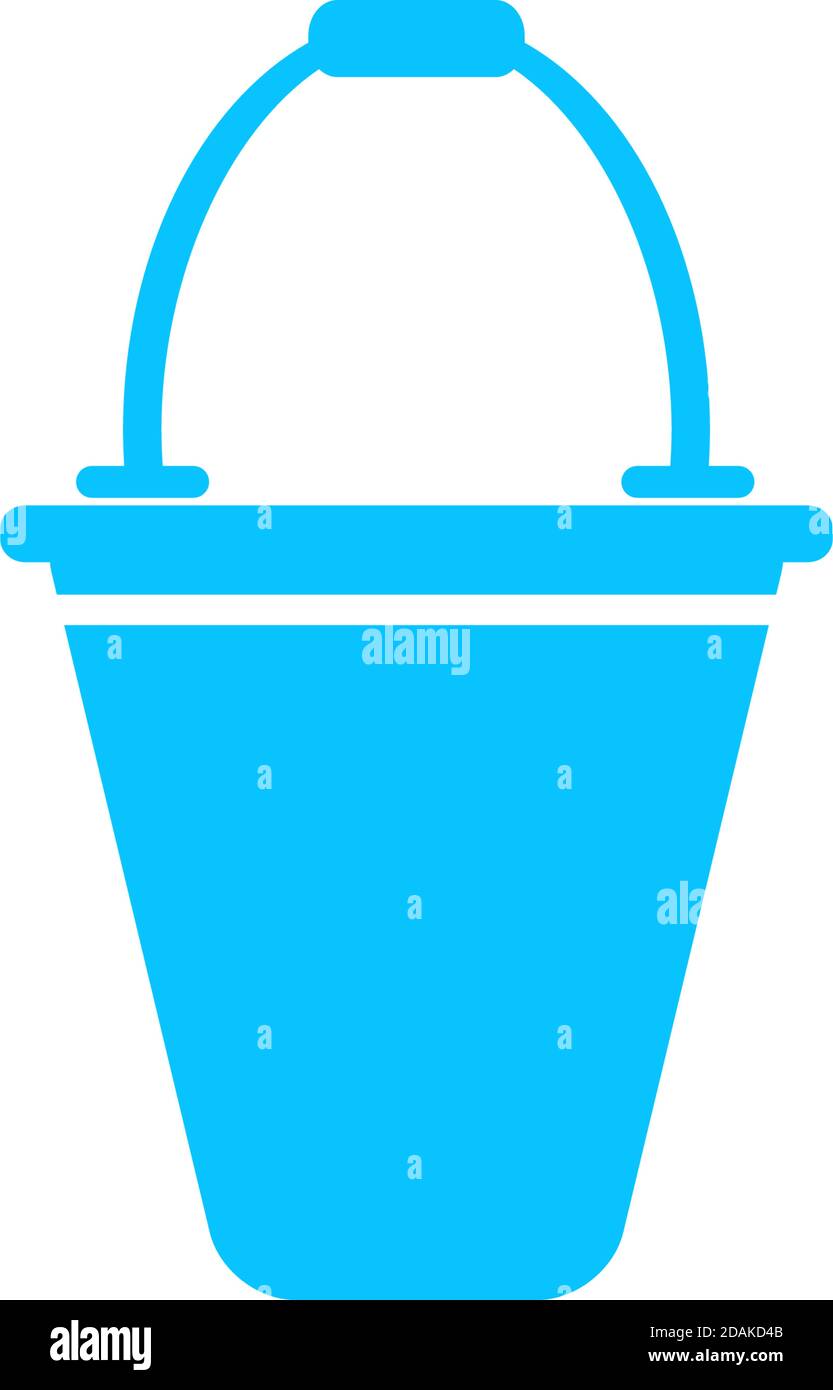 Eimer-Symbol flach. Blaues Piktogramm auf weißem Hintergrund. Symbol für Vektorgrafik Stock Vektor