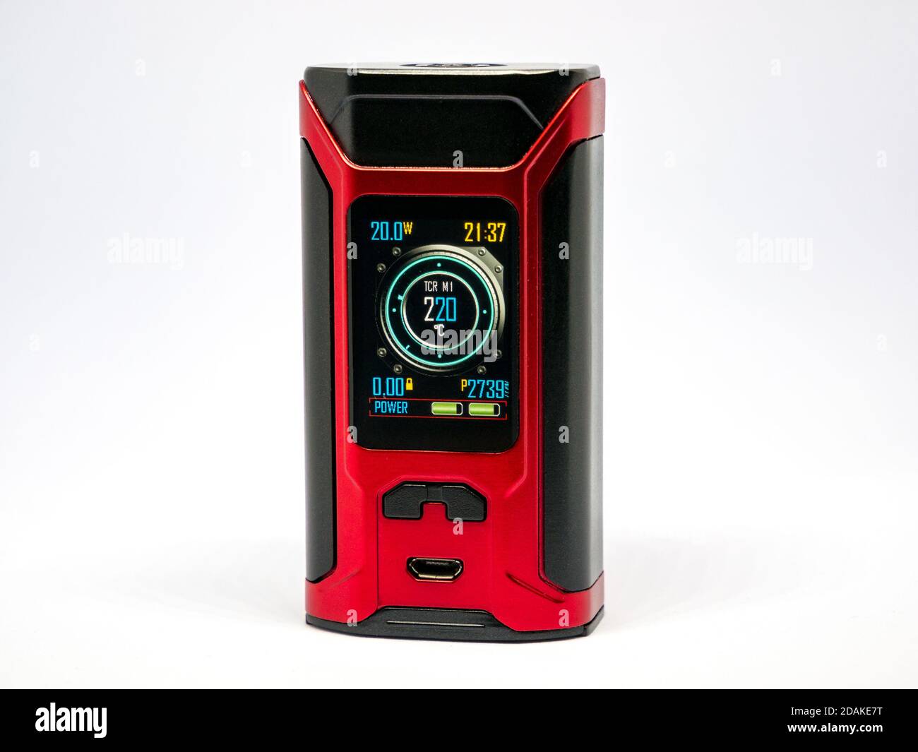 Vaping Mod - modernes E-cig-Gerät auf weißem Hintergrund Stockfoto