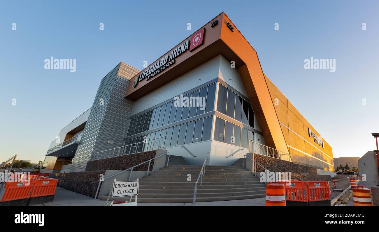 Henderson, 4. NOV 2020 - Außenansicht der Lifeguard Arena Stockfoto