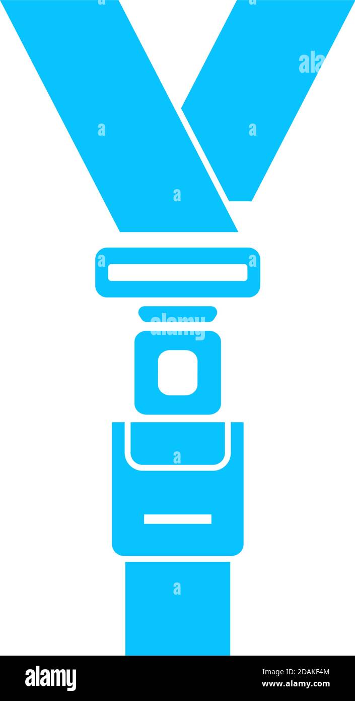 Symbol für Sicherheitsgurt flach. Blaues Piktogramm auf weißem Hintergrund. Symbol für Vektorgrafik Stock Vektor