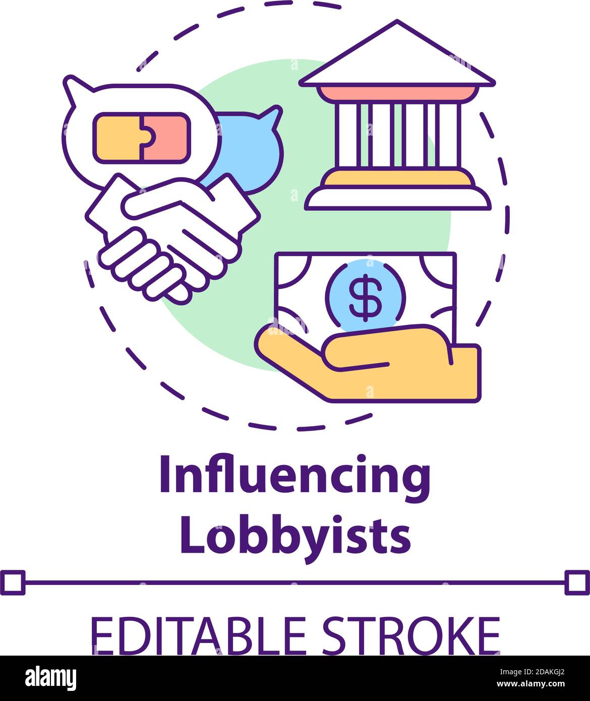 Symbol für das Konzept „Einflussnahme auf Lobbyisten“ Stock Vektor