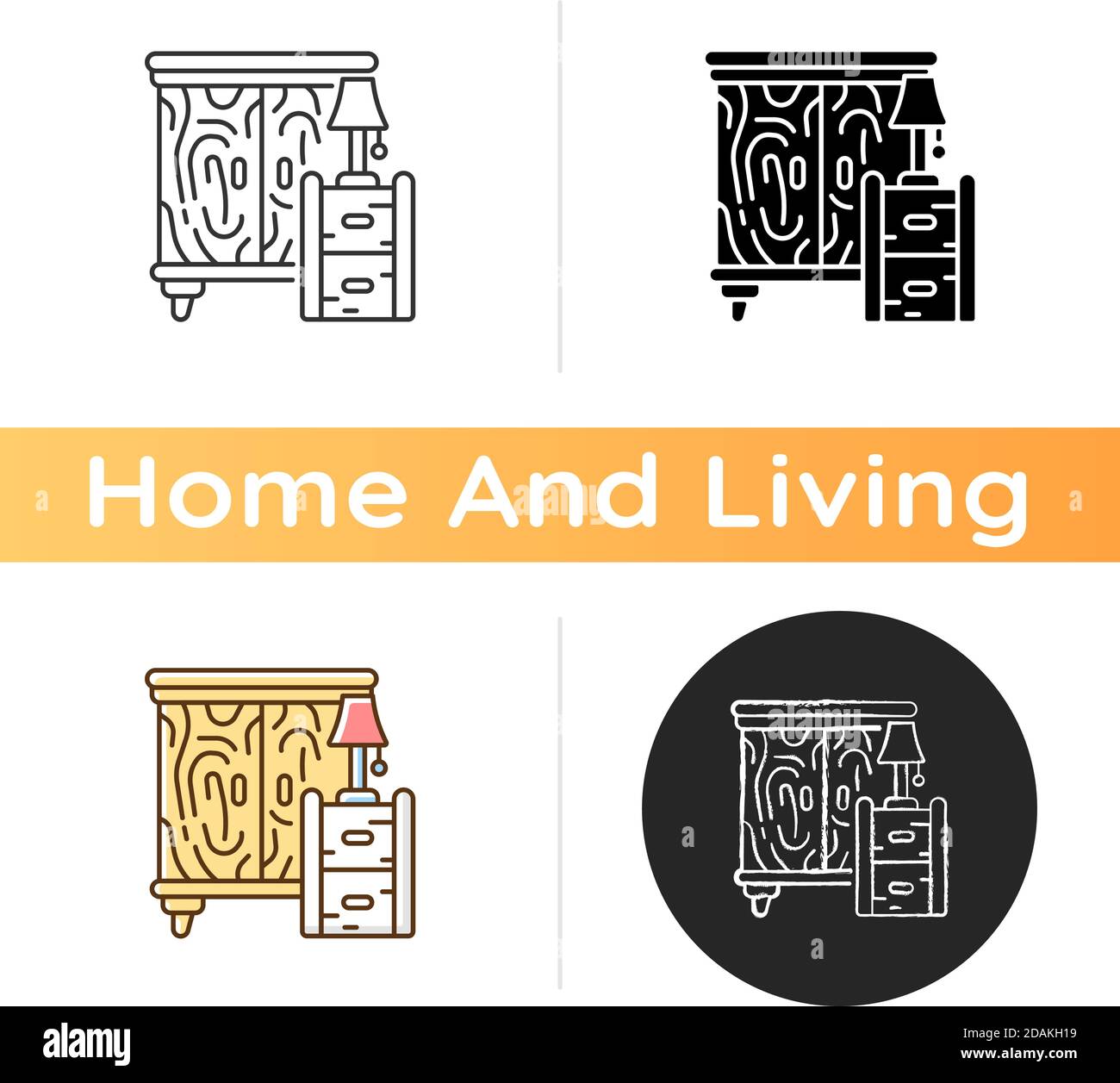 Ikone der Holzmöbel Stock Vektor