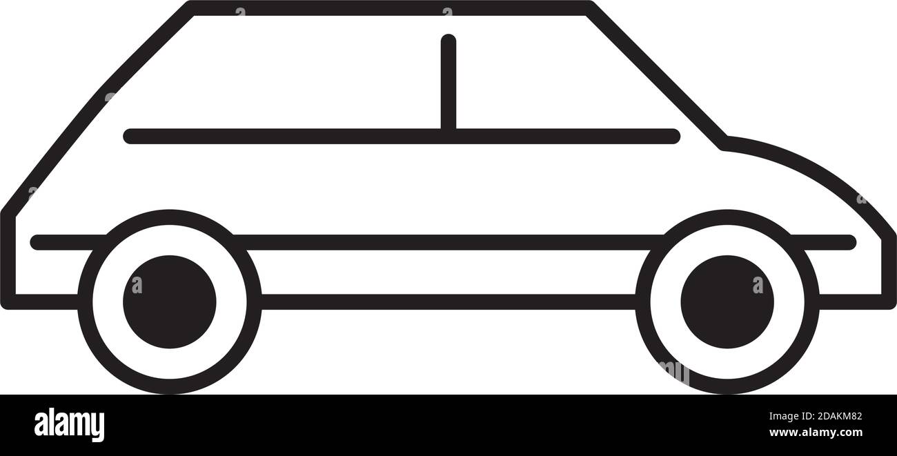 Autotransport Seitenansicht, Liniensymbol isoliert auf weißem Hintergrund Vektorgrafik Stock Vektor