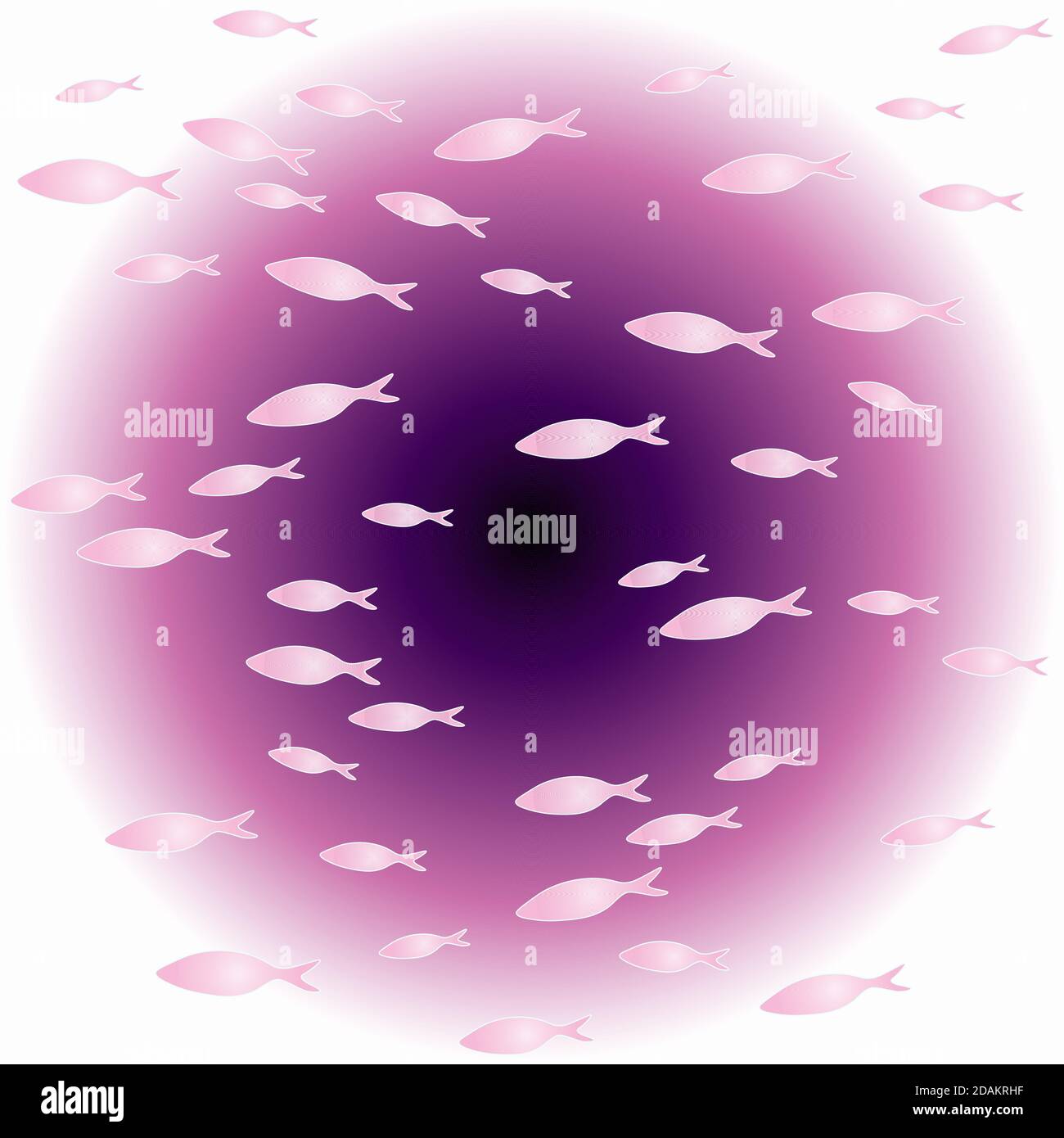 Ein Schwarm rosa Fisch auf einem runden Gradienten nahtlos Muster Stock Vektor