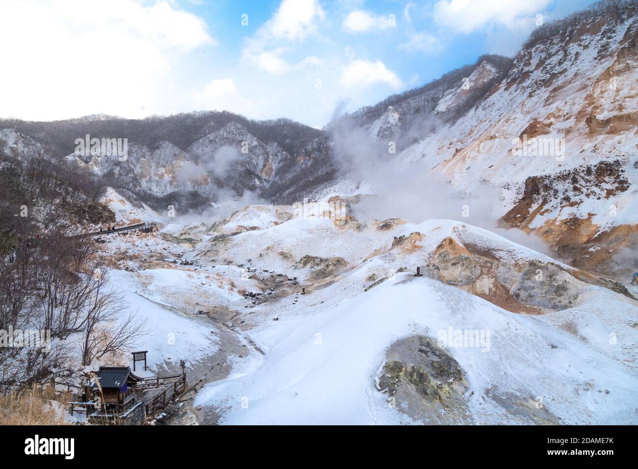 Jigokudani oder Hell Valley, heiße Quelle Attraktion im Winter Stockfoto