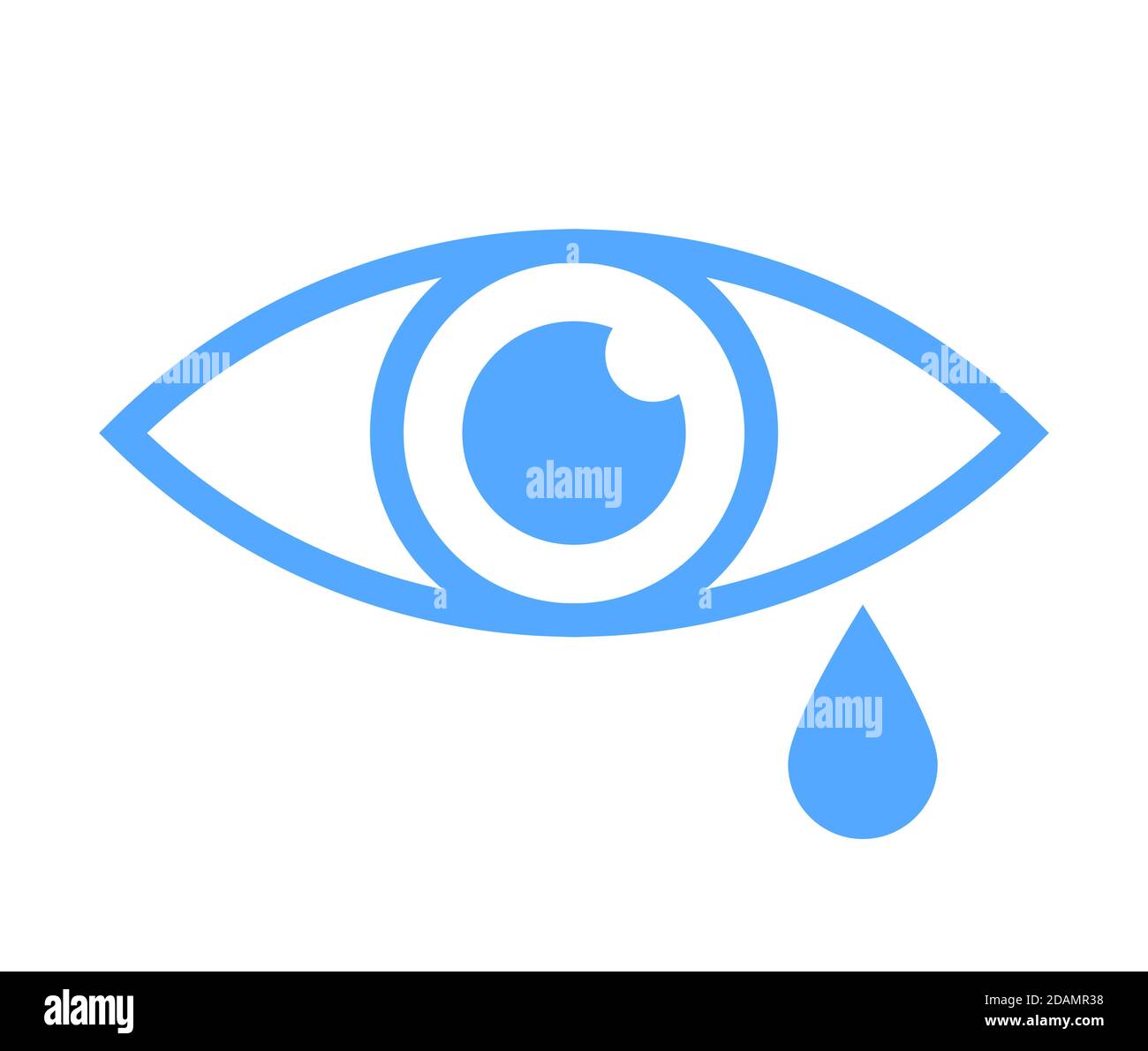 Tear Cry Eye-Symbol im Umriss-Stil. Blaues Auge mit Tränenvektor-Symbol isoliert Stock Vektor