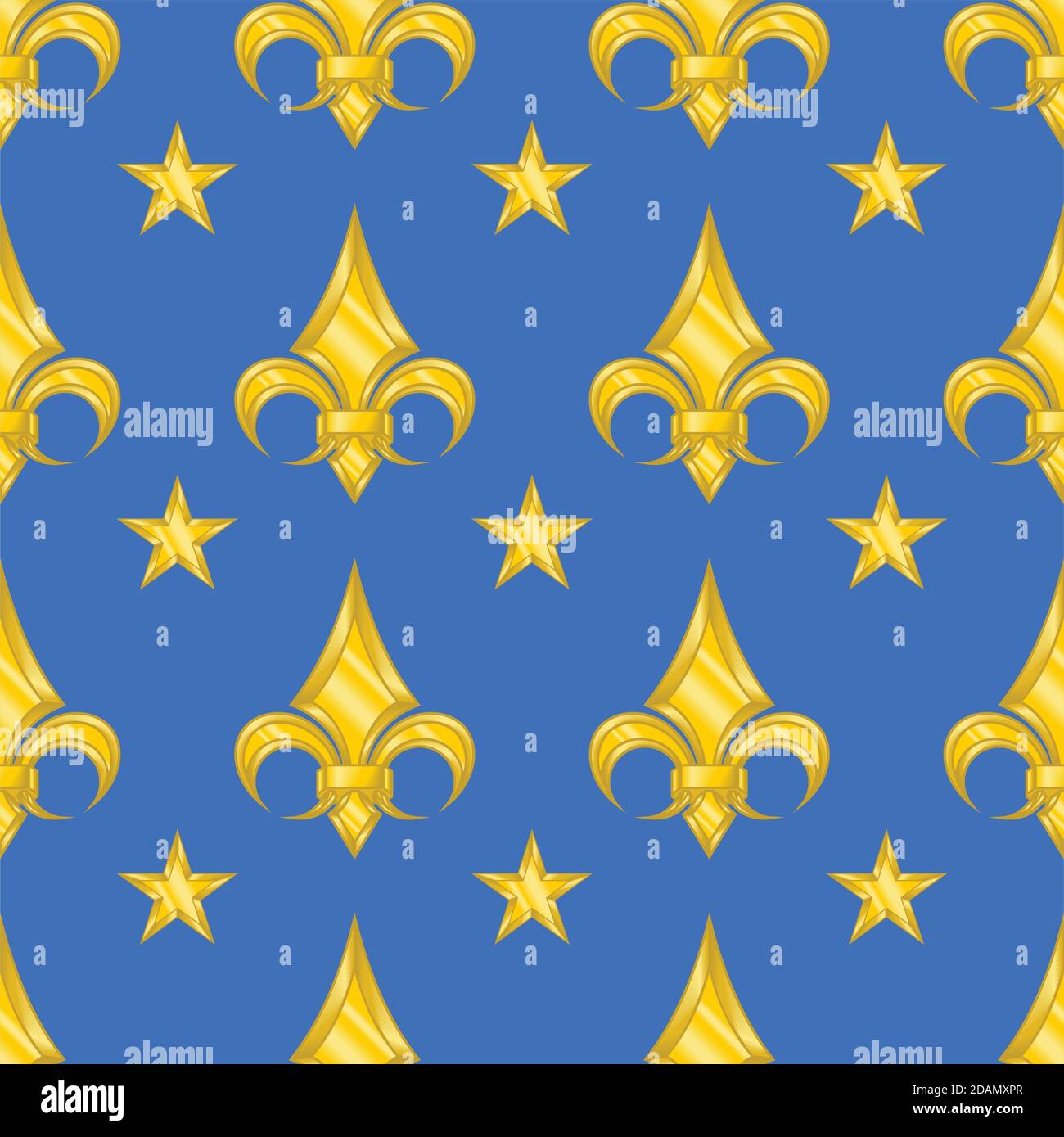 Geometrisches Muster Vektor-Design mit Lilie Blumen und Sterne metallic Gold Farbe Stil, einfach zu ändern Farben. Stock Vektor