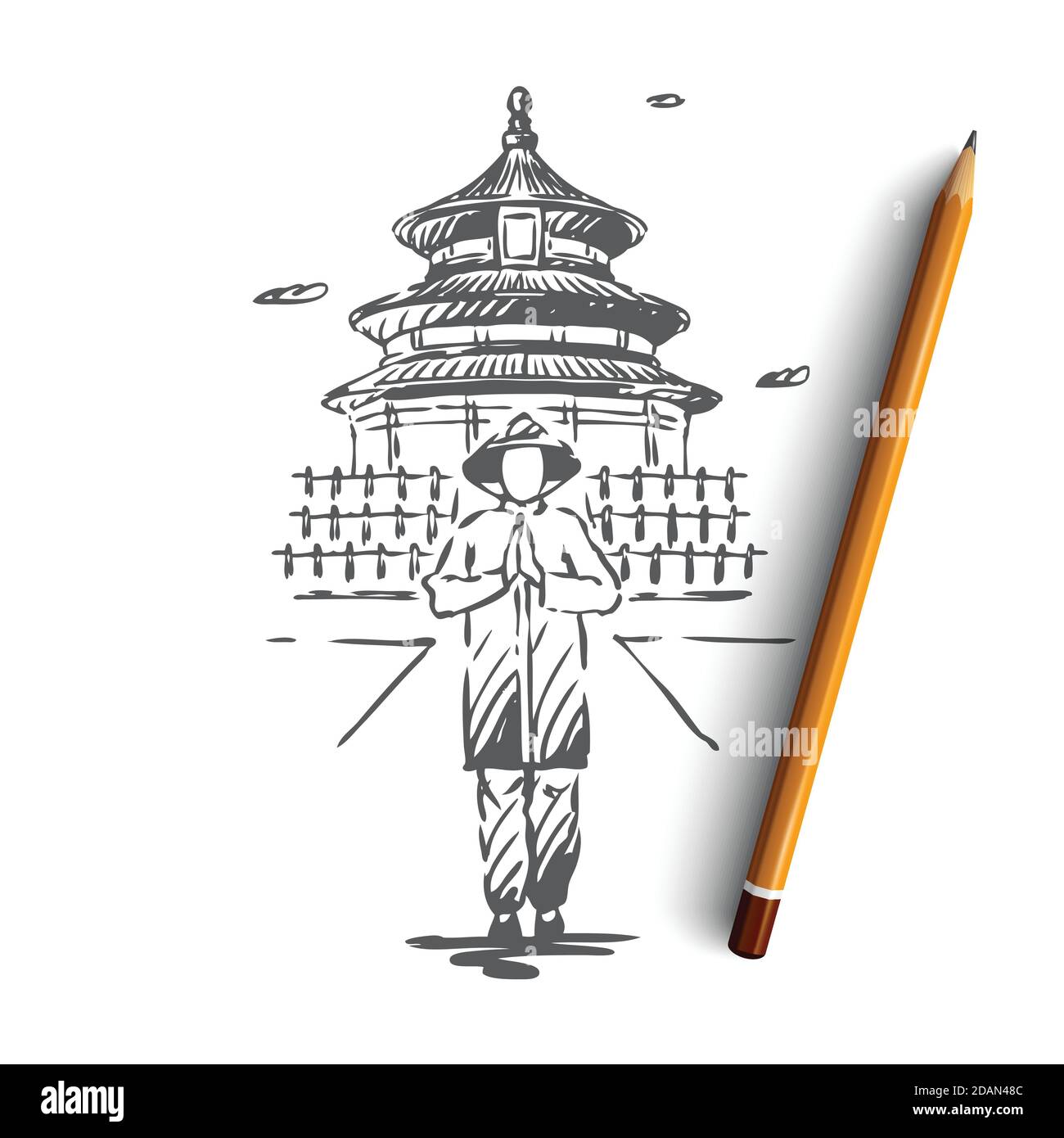 China, Land, Gebäude, Asien, Menschen Konzept. Von Hand gezeichneter isolierter Vektor. Stock Vektor China, Land, Gebäude, Asien, Menschen Konzept. Von Hand gezeichneter isolierter Vektor. Stock Vektor