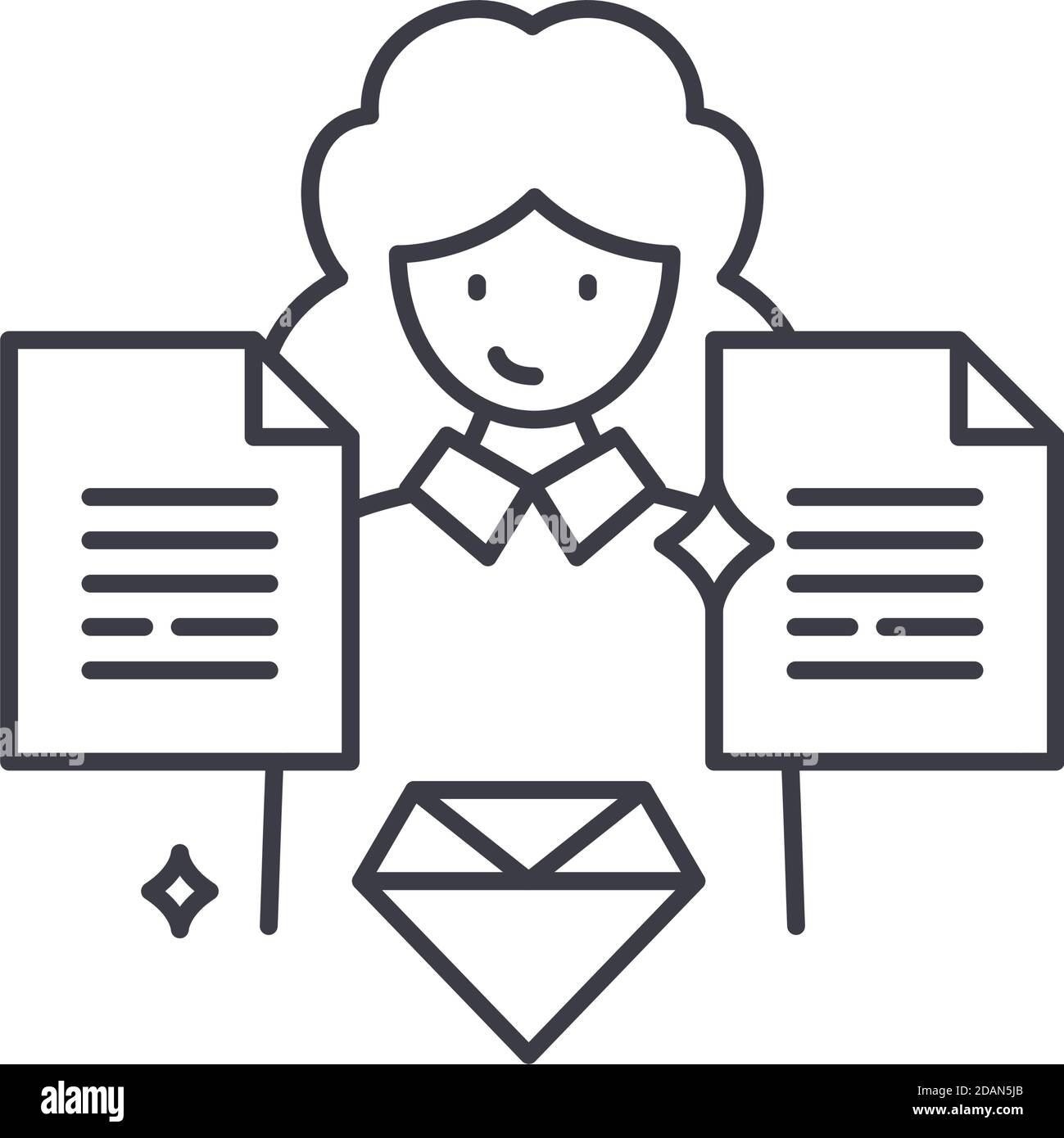 Business vip-Symbol, lineare isolierte Illustration, dünne Linie Vektor, Web-Design-Zeichen, Kontur Konzept Symbol mit editierbaren Kontur auf weißem Hintergrund. Stock Vektor