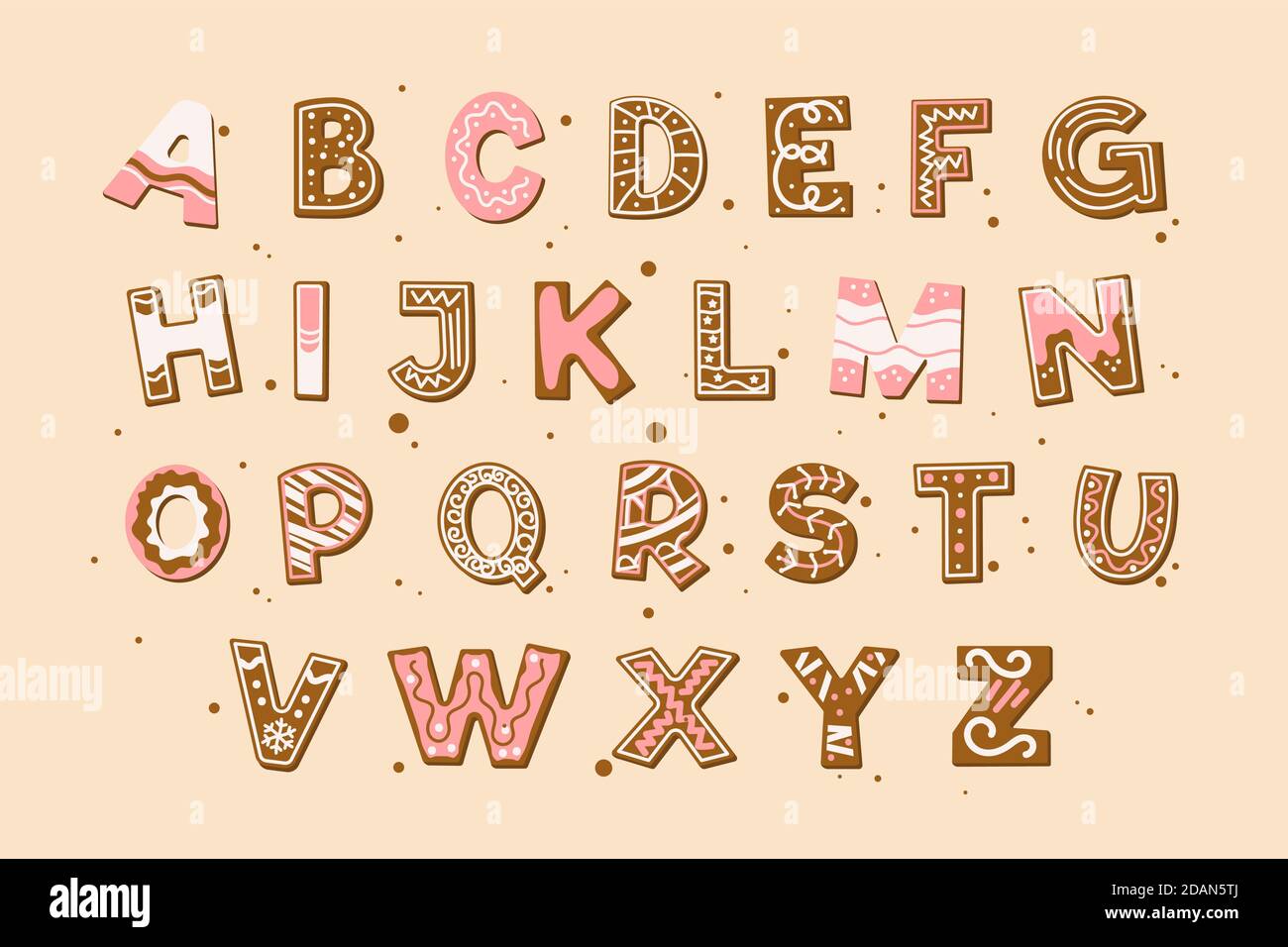 Lebkuchen weihnachten Alphabet Illustration Vektor Stock Vektor