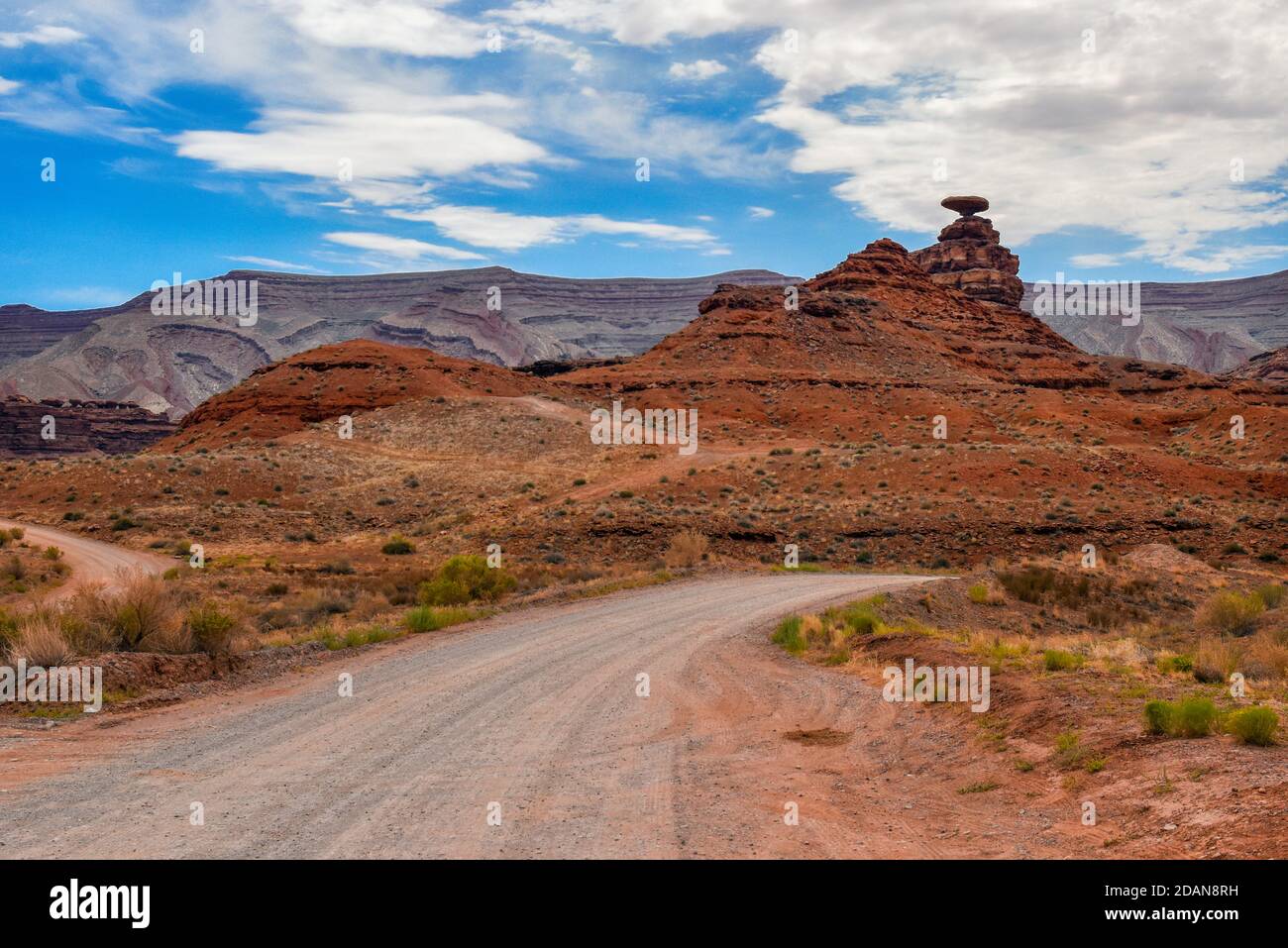 Landschaft und natürliche geologische Formation in Mexican hat, Utah. Stockfoto