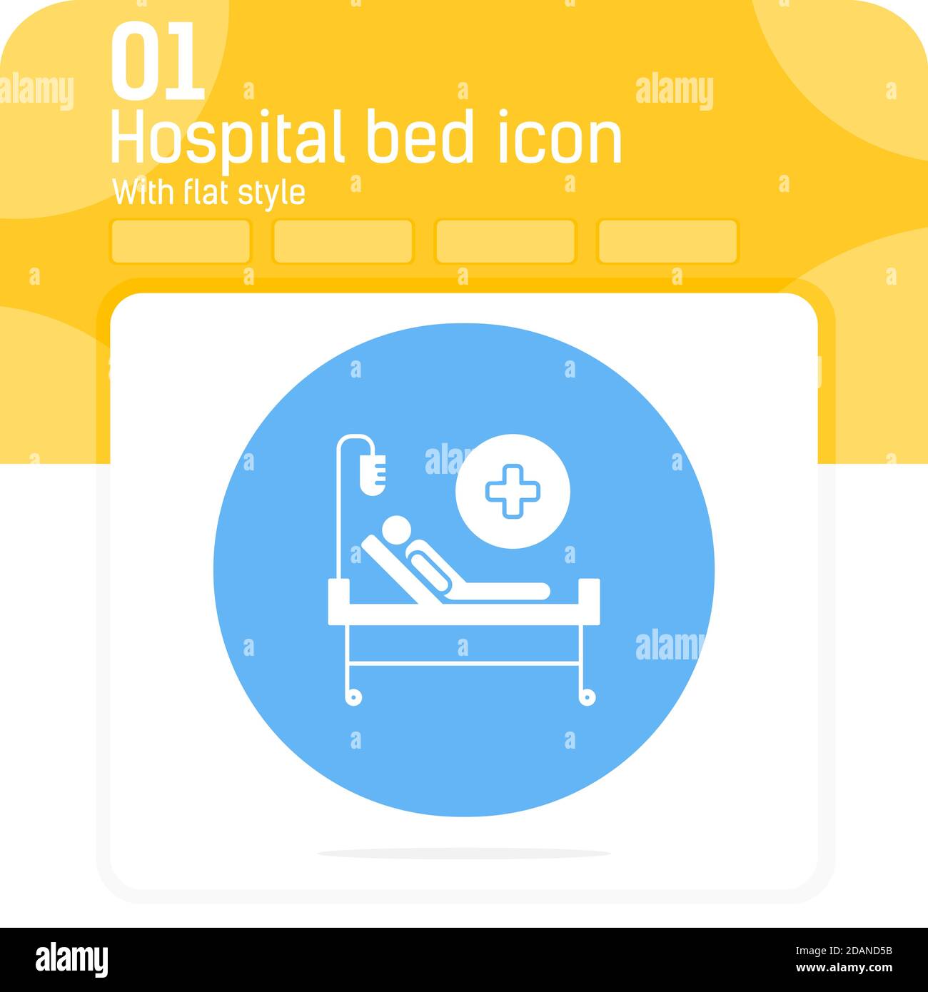 Vektorsymbol für Krankenhausbetten mit flacher Ausführung, isoliert auf weißem Hintergrund. Vektordarstellung Patientenzeichen Symbol Symbol für Web-Design, ui, ux, Industrie Stock Vektor