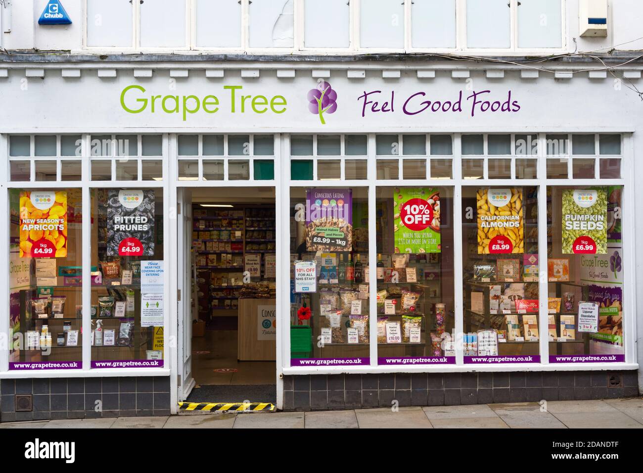 Grape-Tree Health Food Shop in Wells High-Street Stockfoto